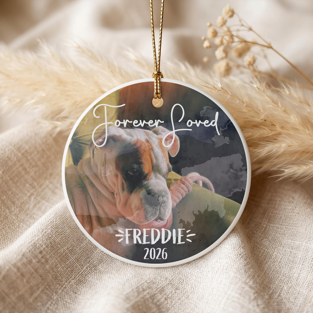 Custom Pet Photo Memorial Ornament, Forever Loved Dog Remembrance Keepsake, Personalized Cat Sympathy Gift, Dog Loss Keepsake Ornament