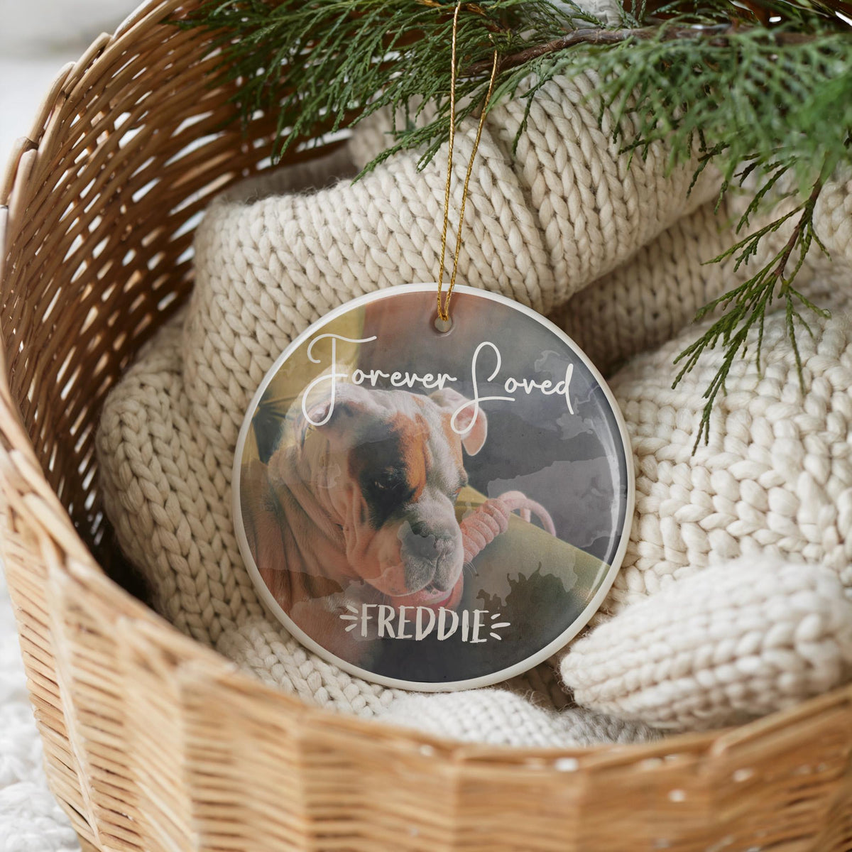 Custom Pet Photo Memorial Ornament, Forever Loved Dog Remembrance Keepsake, Personalized Cat Sympathy Gift, Dog Loss Keepsake Ornament