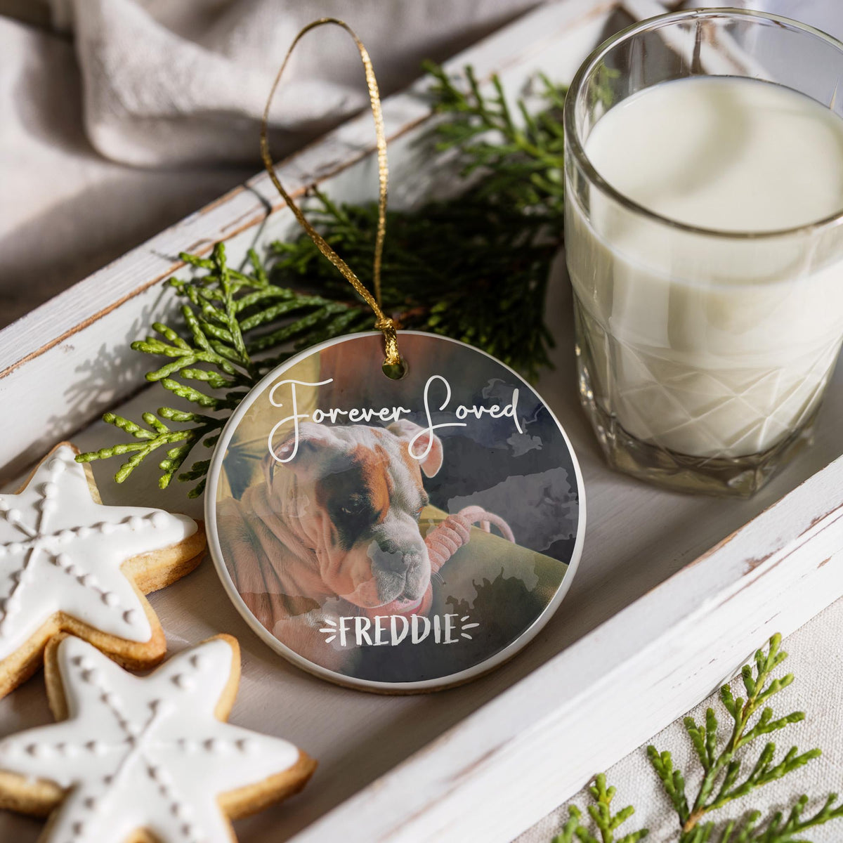 Custom Pet Photo Memorial Ornament, Forever Loved Dog Remembrance Keepsake, Personalized Cat Sympathy Gift, Dog Loss Keepsake Ornament