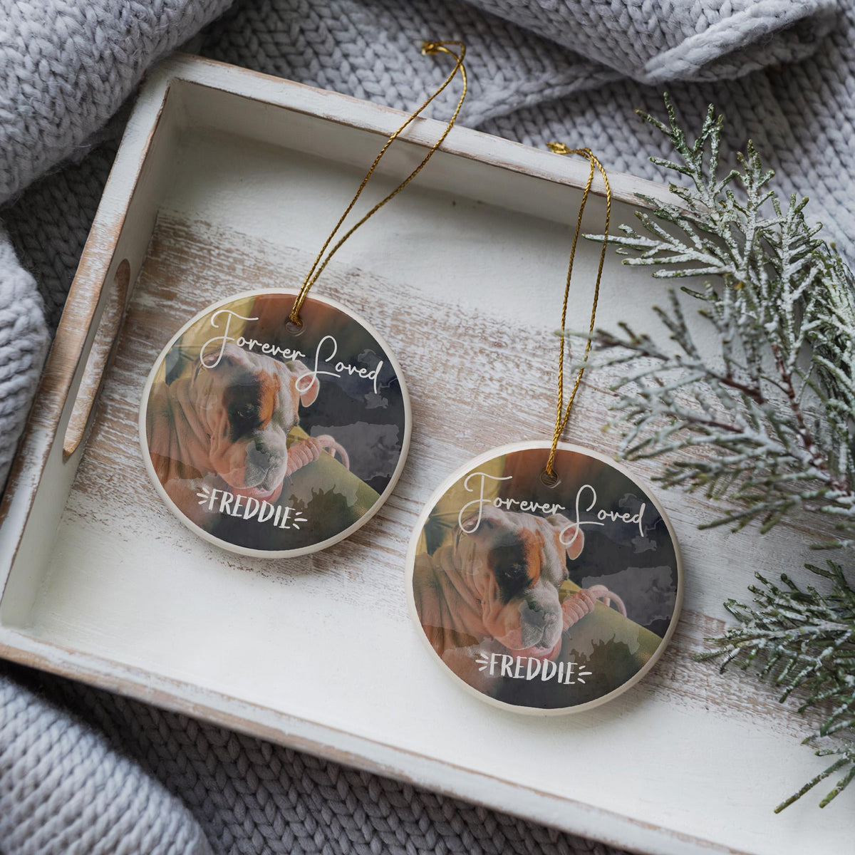 Custom Pet Photo Memorial Ornament, Forever Loved Dog Remembrance Keepsake, Personalized Cat Sympathy Gift, Dog Loss Keepsake Ornament