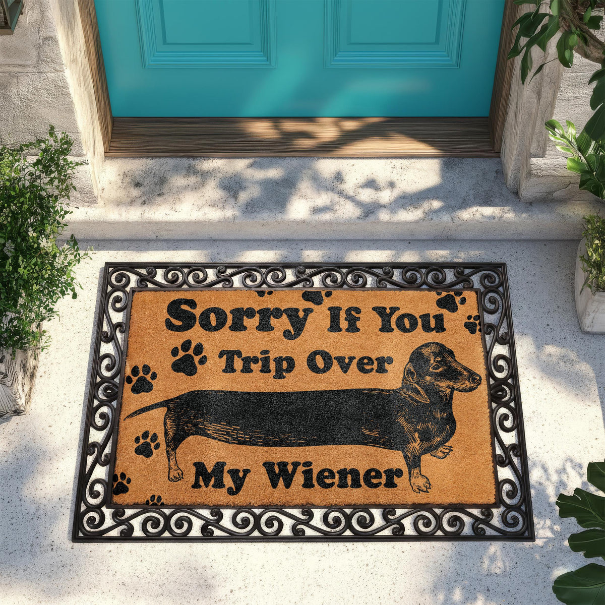 Sorry If You Trip Over My Wiener Doormat, Funny Dog Welcome Mat, Pet Lover Housewarming Gift, Front Door Coir Rug, Dogs Mom Porch Decor