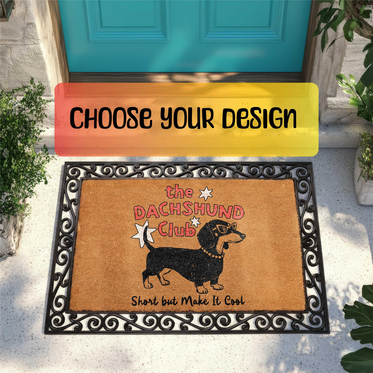 Funny Dachshund Doormat, Wiener Dog Welcome Mat, Dogs Lover Housewarming Gift, Pets Owner Front Porch Coir Rug, Home Entrance Decor