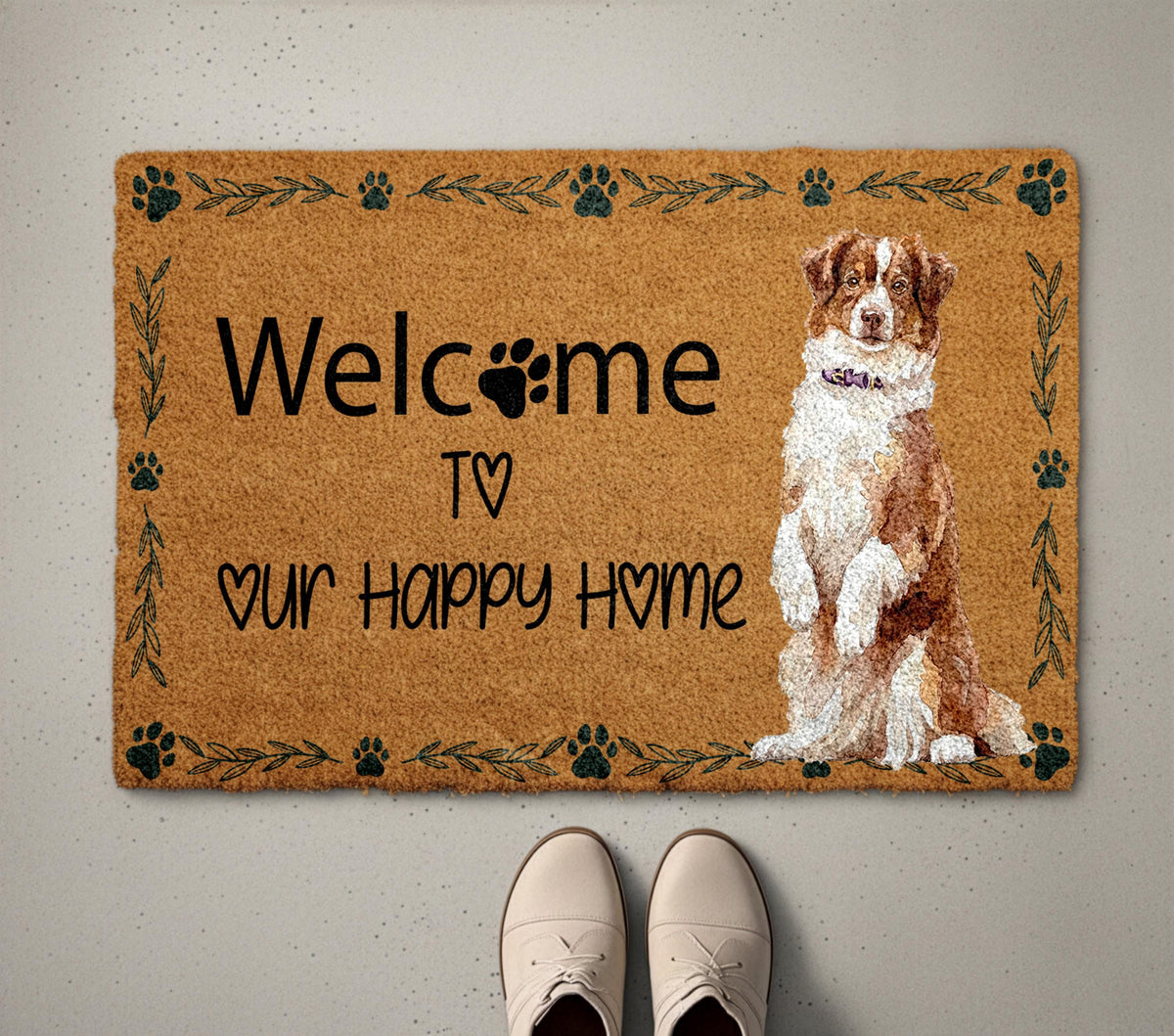 Custom Dog Watercolor Photo Welcome Mat, Personalized Pet Picture Doormat, Dogs Lover Housewarming Gift, Pets Owner Front Porch Coir Rug