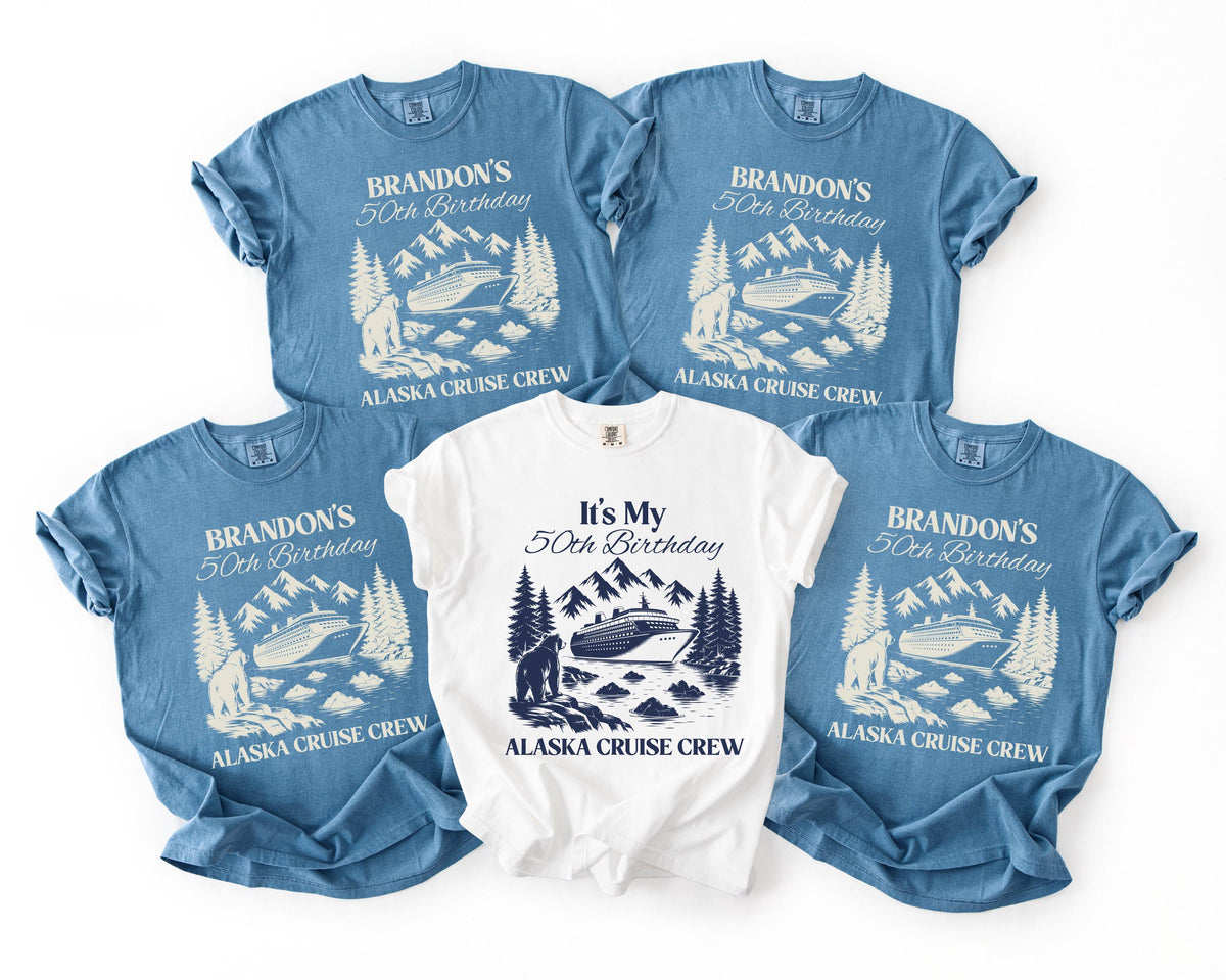 Comfort Colors® Alaska Birthday Cruise Shirt, Cruising Birthday Crew Tees, Custom 30th 40th 50th Birthday Sweatshirt