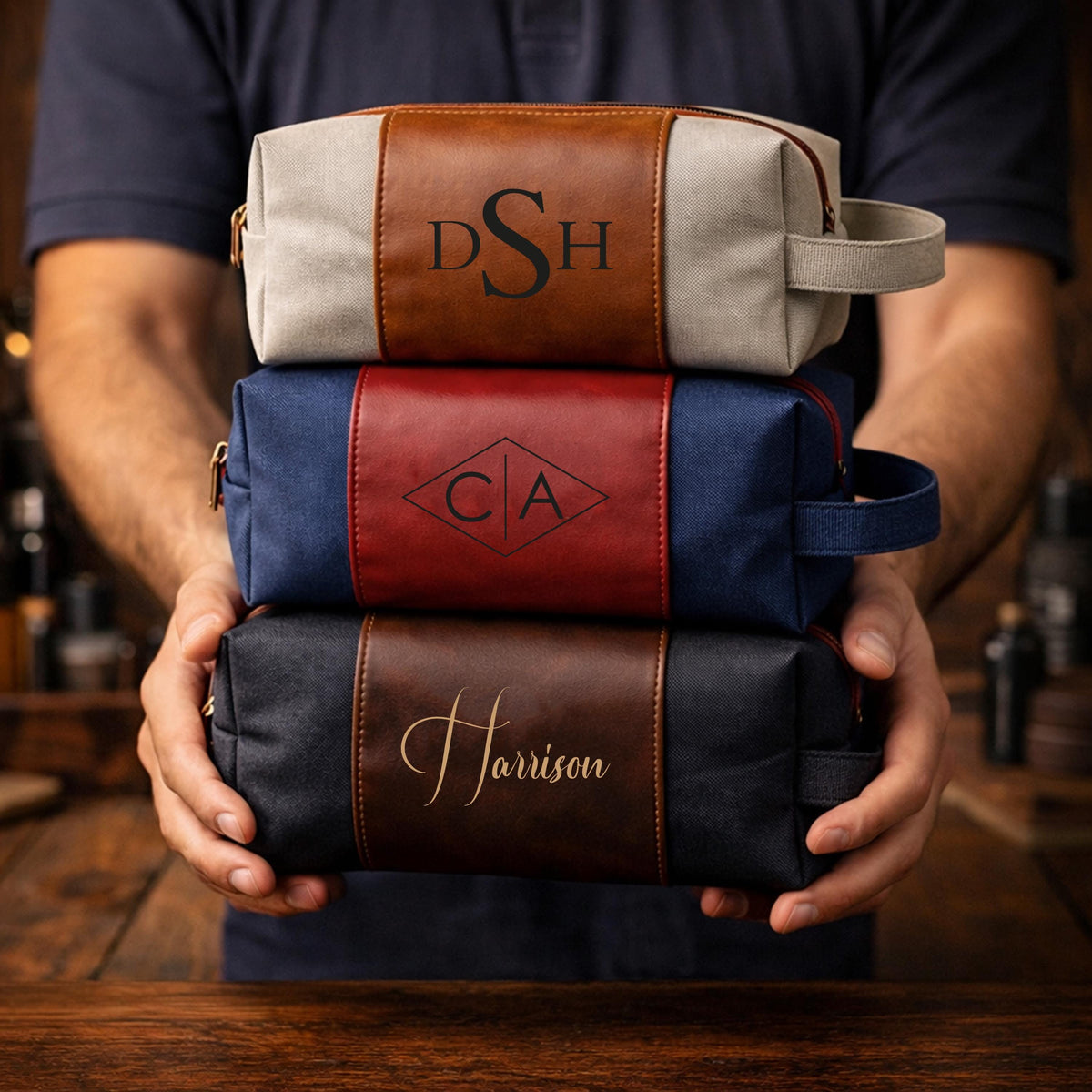Personalized Monogrammed Dopp Kit, Engraved Toiletry Bag Gift for Him
