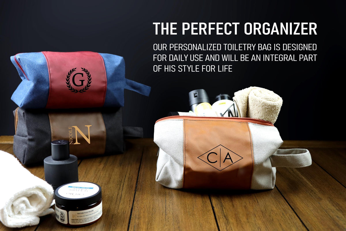 Personalized Monogrammed Dopp Kit, Engraved Toiletry Bag Gift for Him