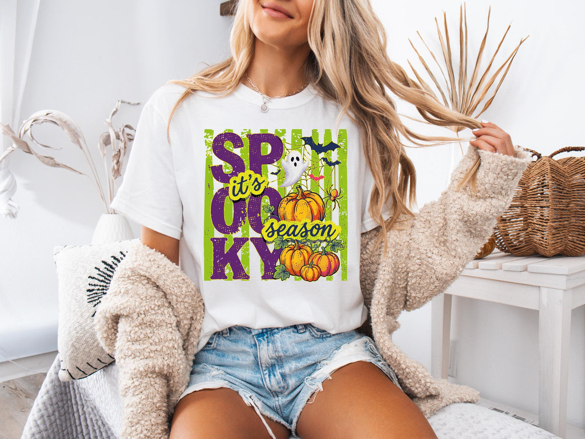 Comfort Colors® Spooky Season Shirt, Halloween Ghost Sweatshirt, Horror Halloween T-Shirt