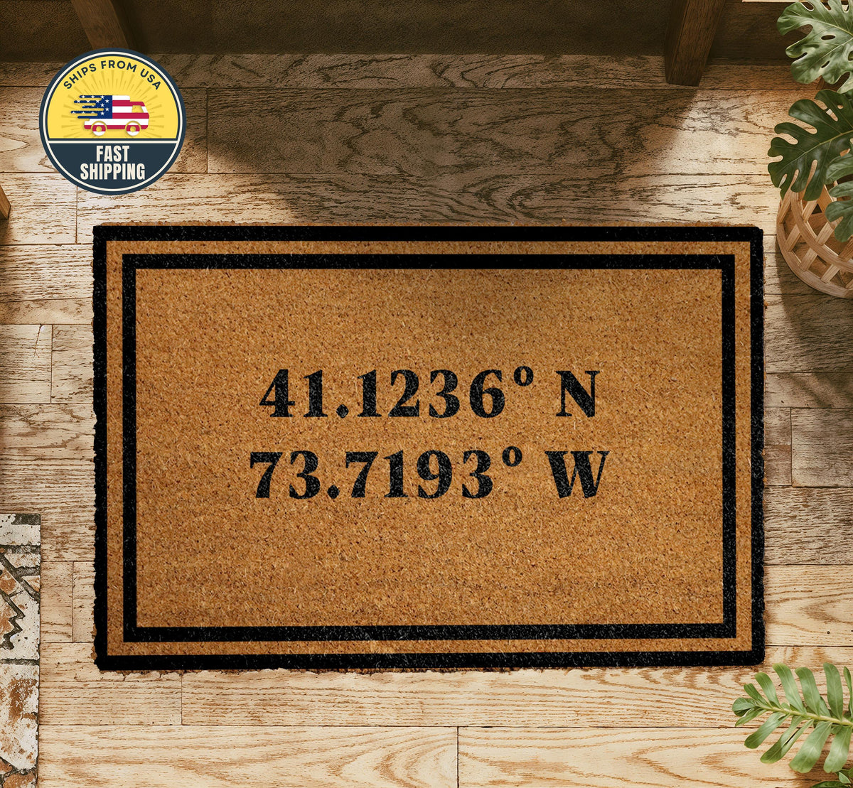 Custom Coordinates Doormat, Personalized Welcome Mat, Unique Wedding Engagement Gift