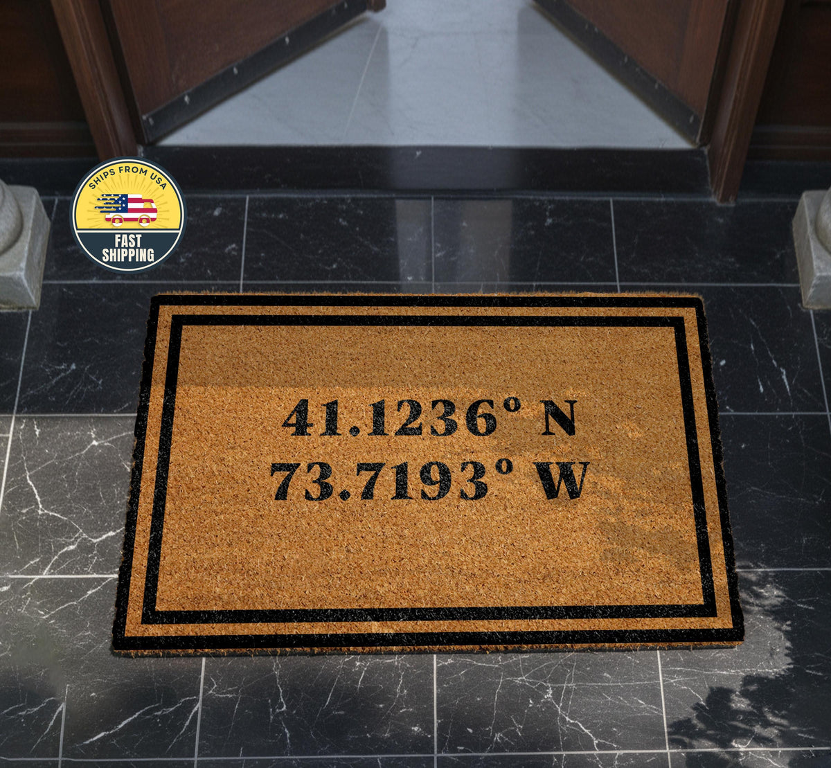 Custom Coordinates Doormat, Personalized Welcome Mat, Unique Wedding Engagement Gift