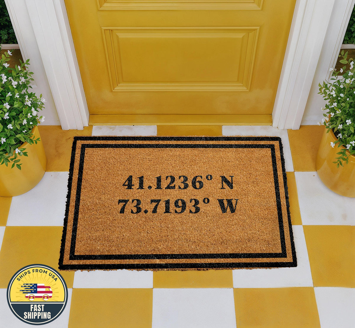 Custom Coordinates Doormat, Personalized Welcome Mat, Unique Wedding Engagement Gift