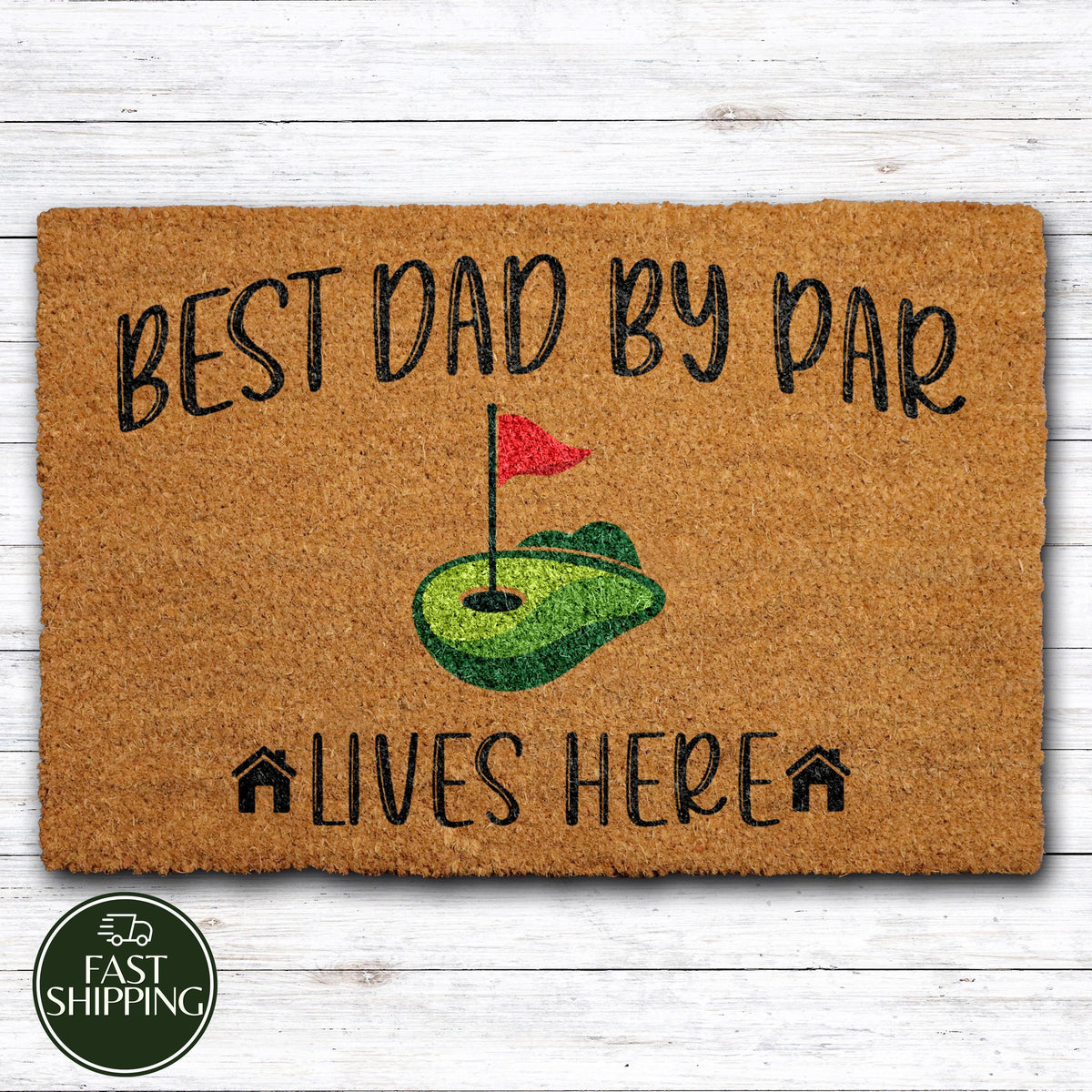 Best Dad By Par Lives Here Welcome Mat, Funny Sports Lover Doormat, Cute Father's Day Gift
