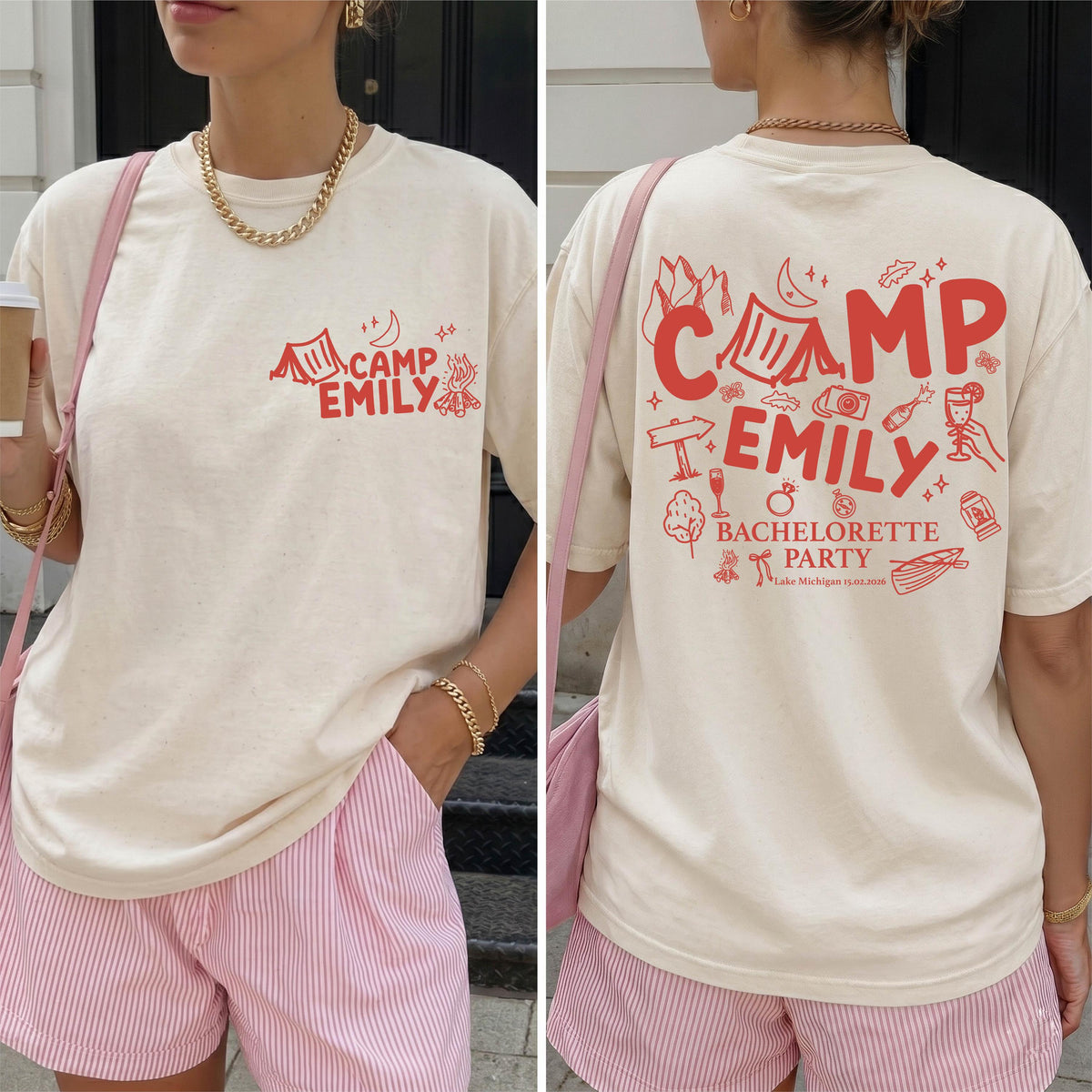 Comfort Colors® Camp Bachelorette Shirt, Girls Camping Bach Tee, Custom Bride Team Tees, Lake Themed Bridal Party