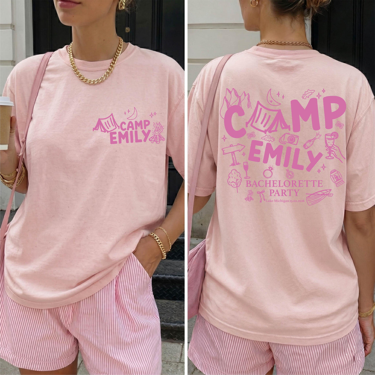 Comfort Colors® Camp Bachelorette Shirt, Girls Camping Bach Tee, Custom Bride Team Tees, Lake Themed Bridal Party