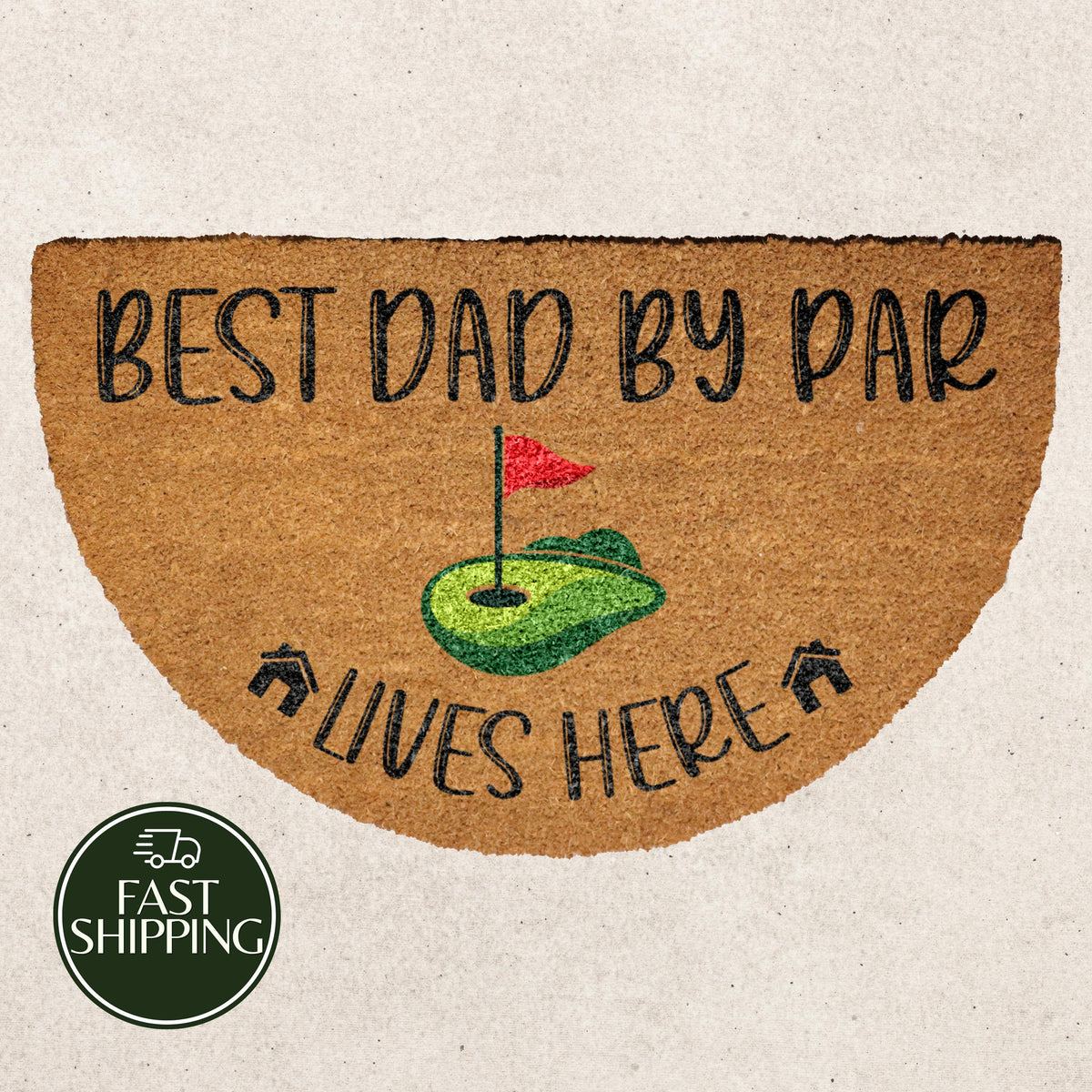 Best Dad By Par Lives Here Doormat, Funny Golf Enthusiast Families Front Porch Mat