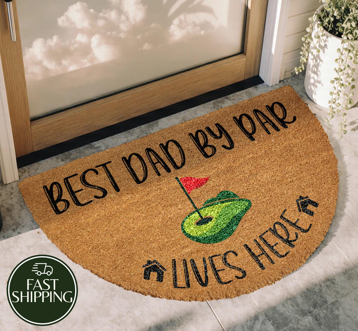 Best Dad By Par Lives Here Doormat, Funny Golf Enthusiast Families Front Porch Mat
