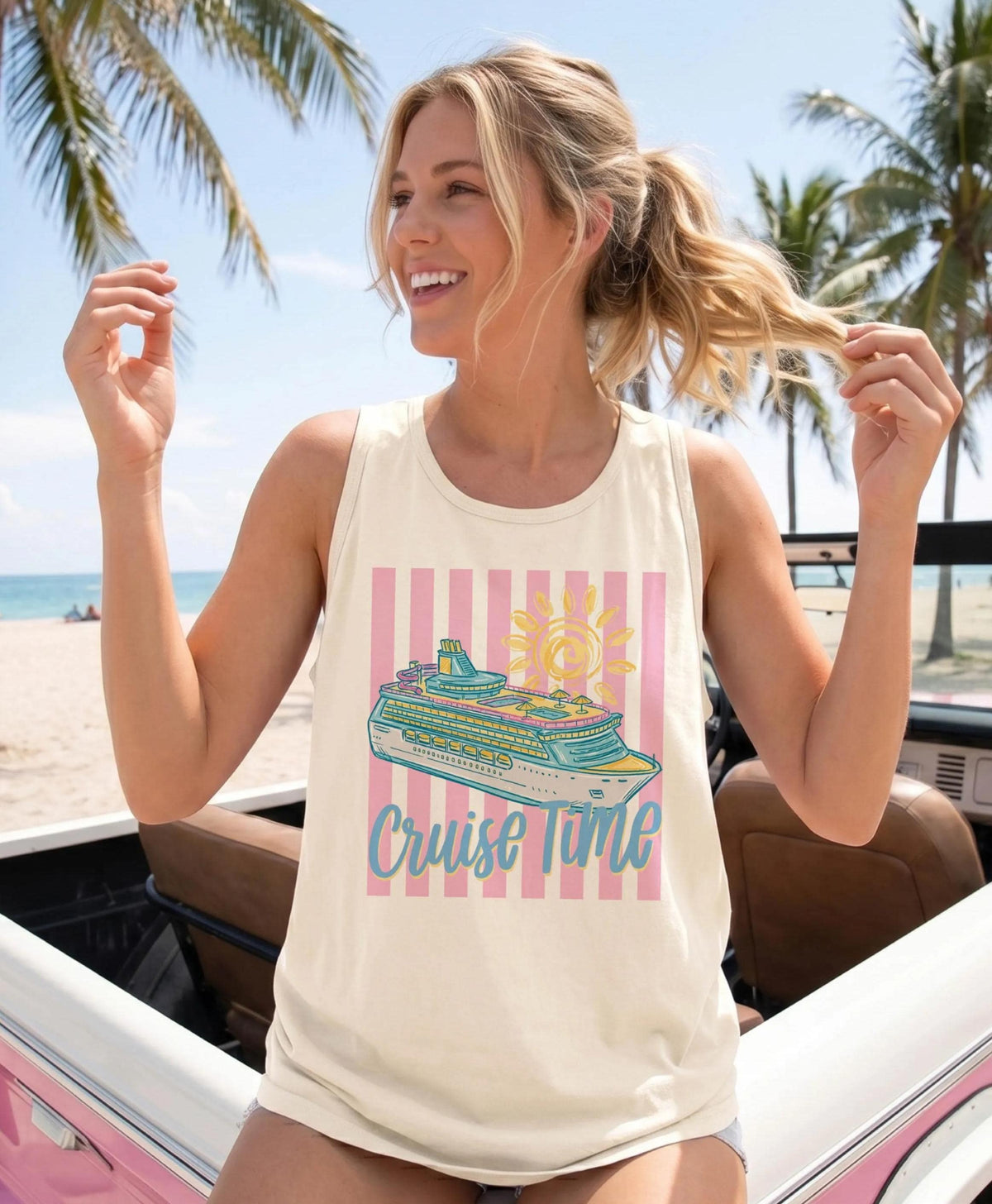 Comfort Colors® Cruise Time Tank Top, Cruising Tops, Summer Trip Tee, Cruise Group 2026 Shirts