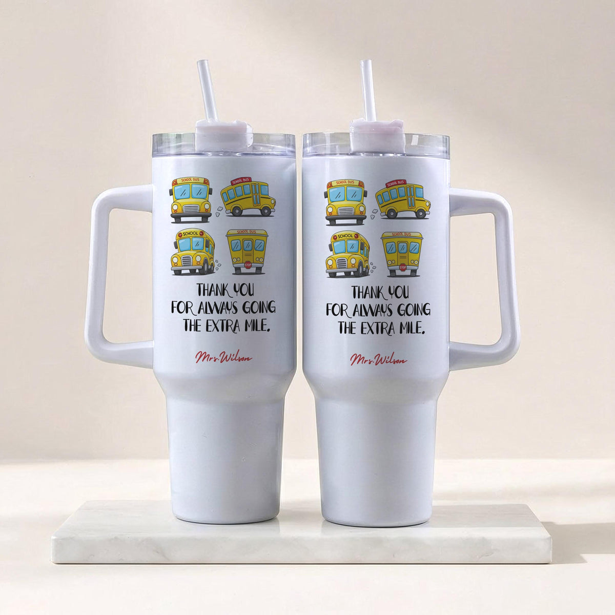 Personalized School Bus Driver Tumbler, Custom Name Water Bottle, Back to School Gift