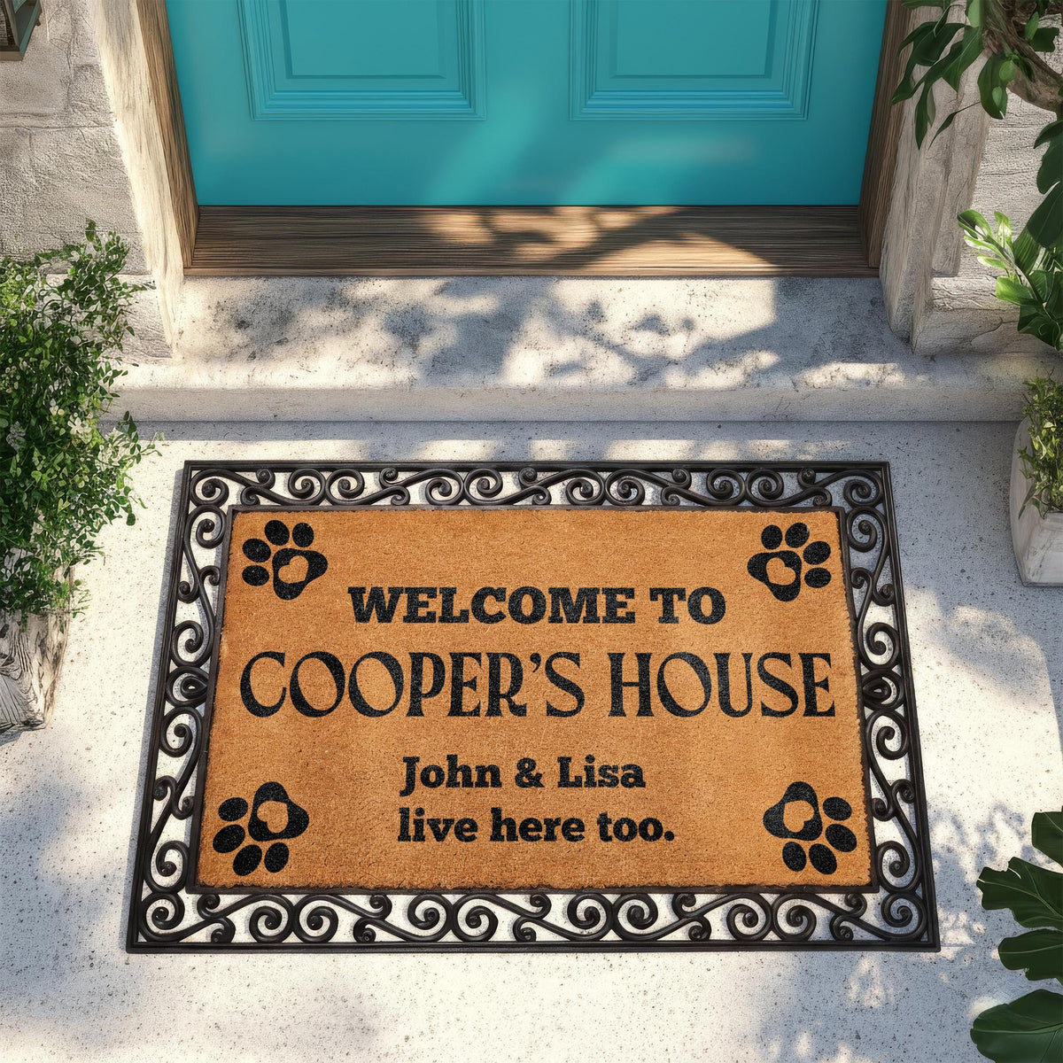 Custom Dog Name Doormat, Welcome to the Dogs House Door Mat, Funny Pet Owner Housewarming Gift, Front Porch Rug, New Home Entrance Decor