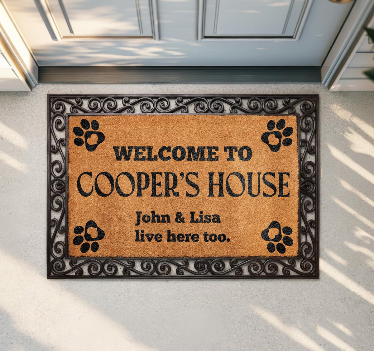 Custom Dog Name Doormat, Welcome to the Dogs House Door Mat, Funny Pet Owner Housewarming Gift, Front Porch Rug, New Home Entrance Decor