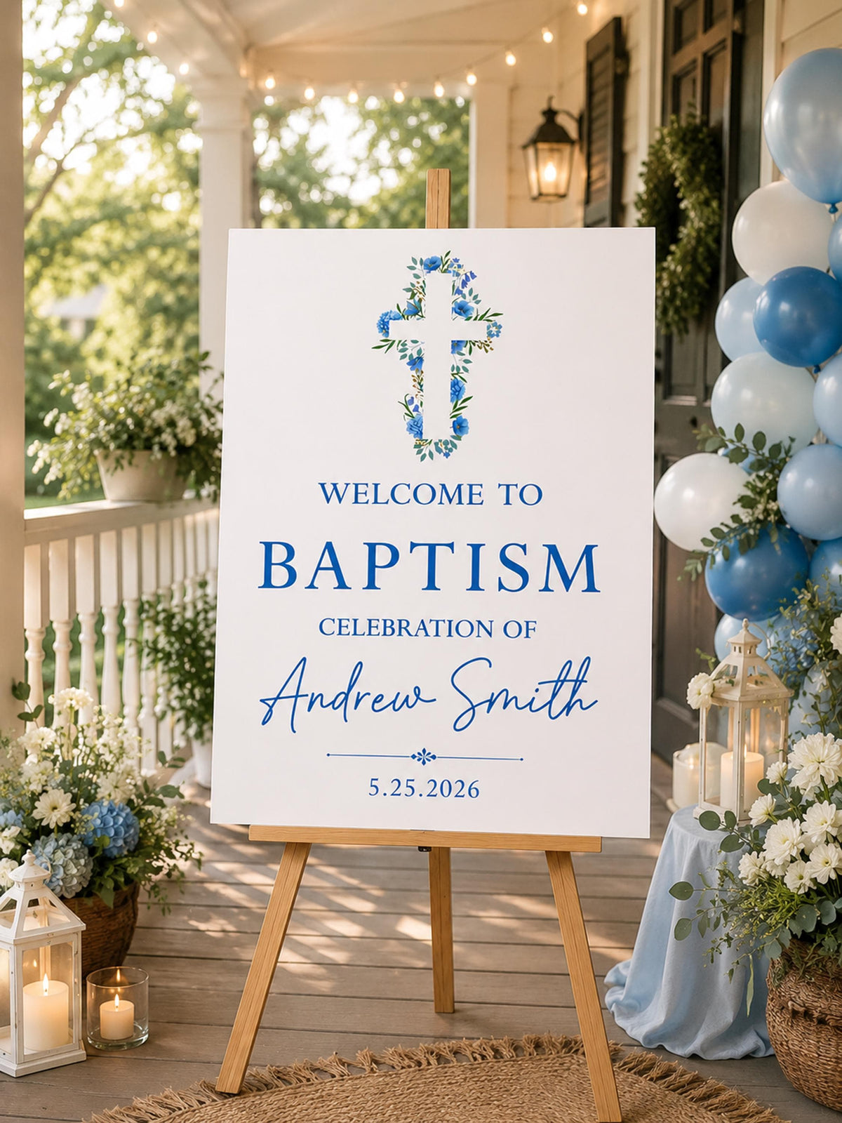Personalized Baptism Welcome Sign, Foam Board Celebration Display