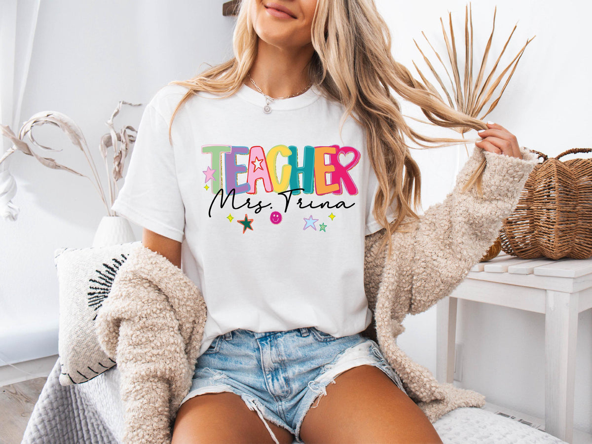 Comfort Colors® Personalized Teacher Shirt, Teacher Appreciation Gift, Preschool Teacher Name Tee