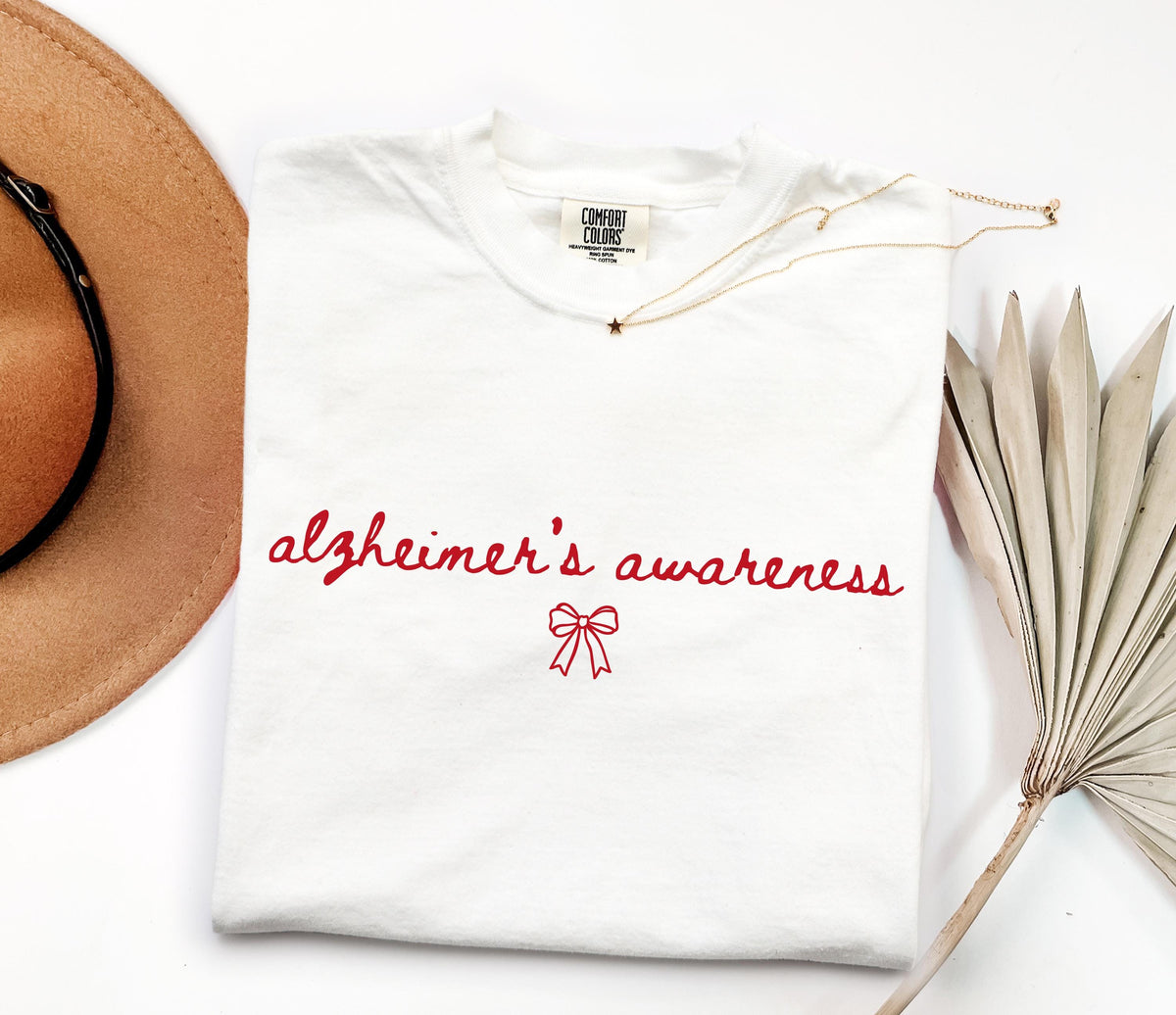 Comfort Colors® Coquette Bow Alzheimer Awareness Shirt, Alzheimer Support Tee, Dementia Fighter Gift