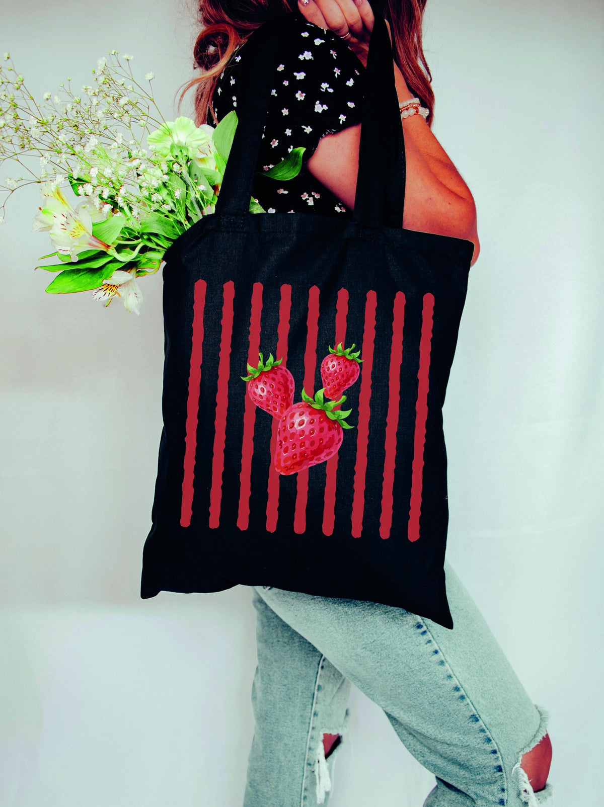 Summer Fruit Tote Bag, Striped Canvas Tote, Summer Market Bag, Watermelon Lemon Canvas Tote, Tropical Fruit Tote