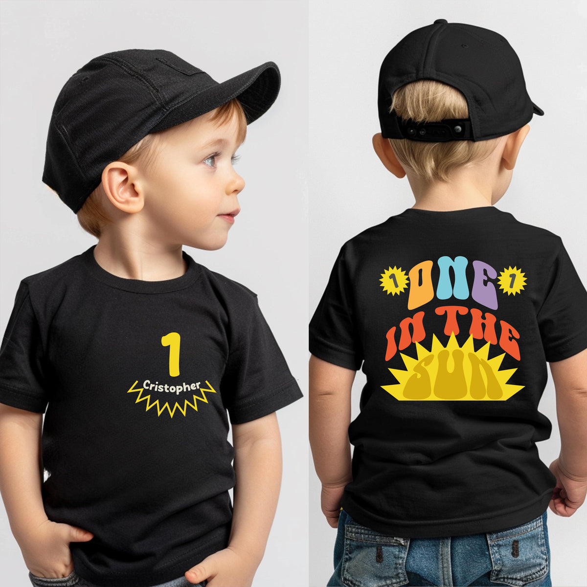 Custom First Birthday T-Shirt, 1st Birthday Sun Tee, Birthday Party Kids Gift