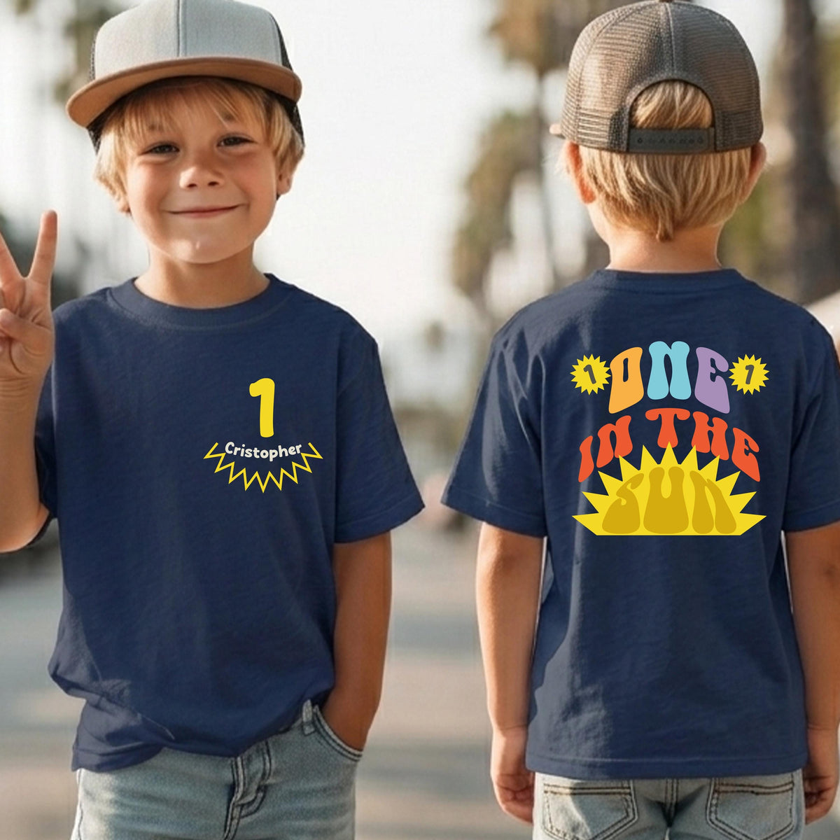 Custom First Birthday T-Shirt, 1st Birthday Sun Tee, Birthday Party Kids Gift