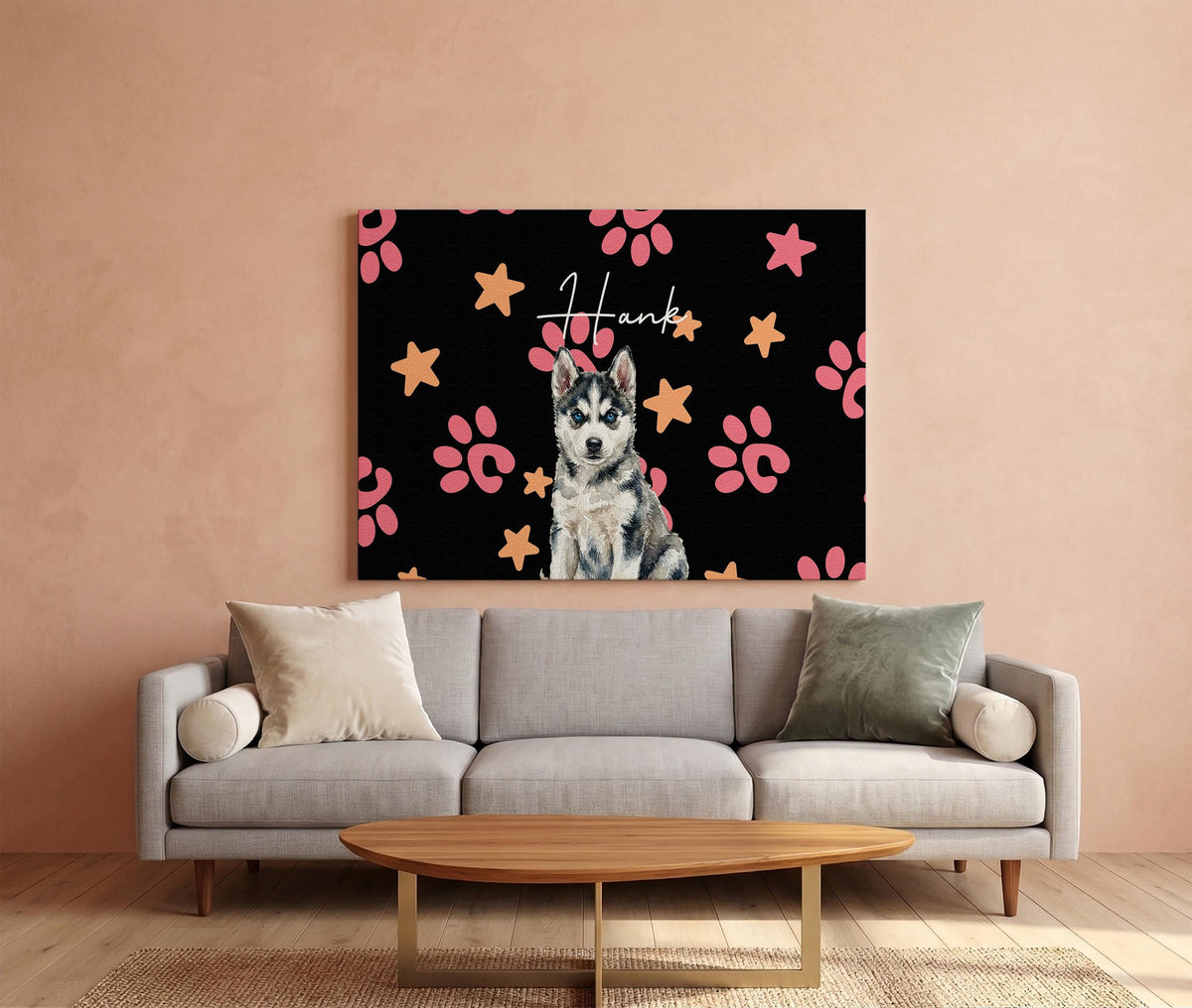 Personalized Watercolor Dog Photo Canvas Print, Pet Name Print Wall Art, Custom Dogs Lovers Gift, Unique Pets Owner Present