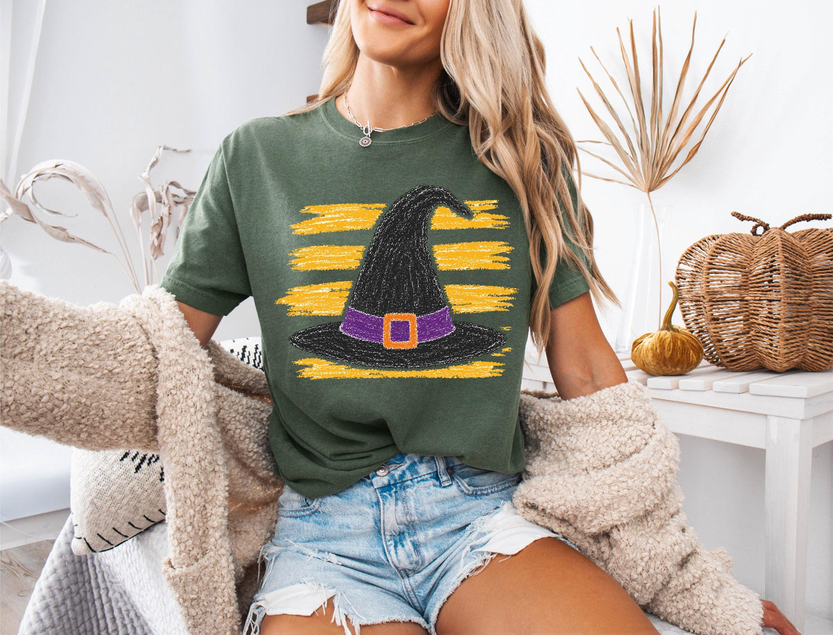Comfort Colors® Witch Hat Halloween Shirt, Spooky Girls Tees, Fall Witchy Sweatshirt