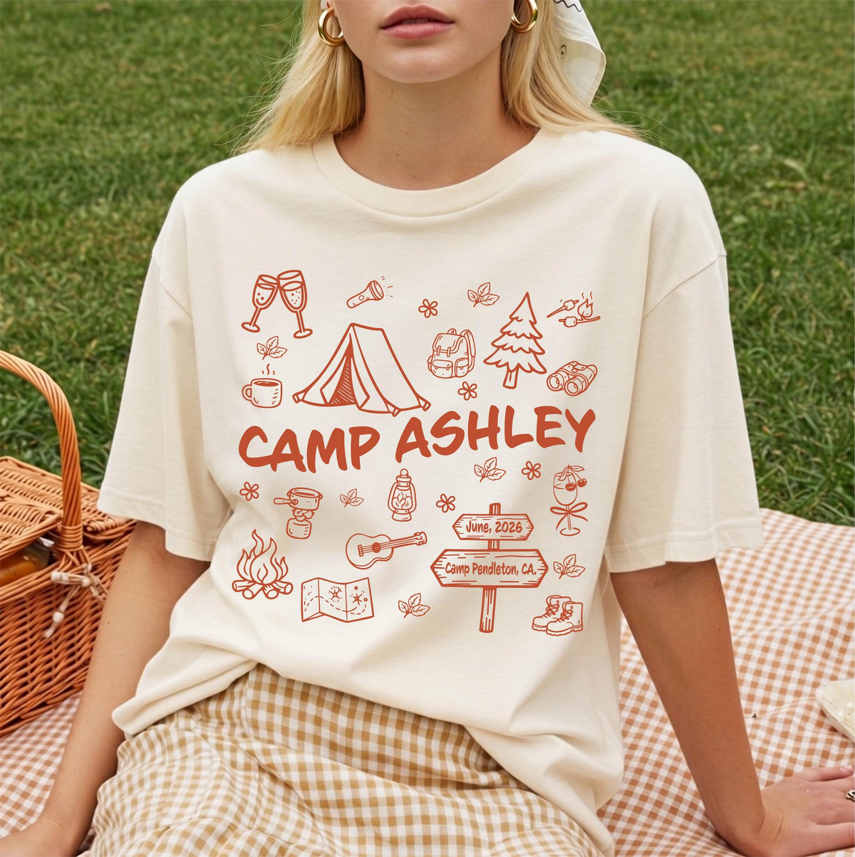Comfort Colors® Personalized Camp Shirt, Girls Camping Trip Tee, Summer Camp Group Shirts, Campfire Adventure Tees