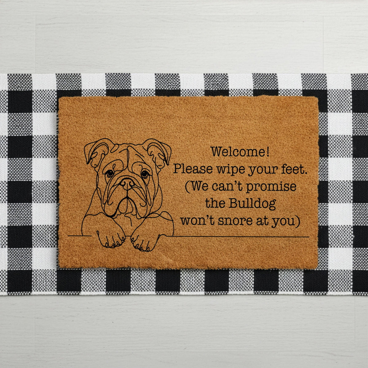 Funny English Bulldog Doormat, Please Wipe Your Feet Welcome Mat, Dog Lover Housewarming Gift, Pet Owner Front Porch Coir Rug