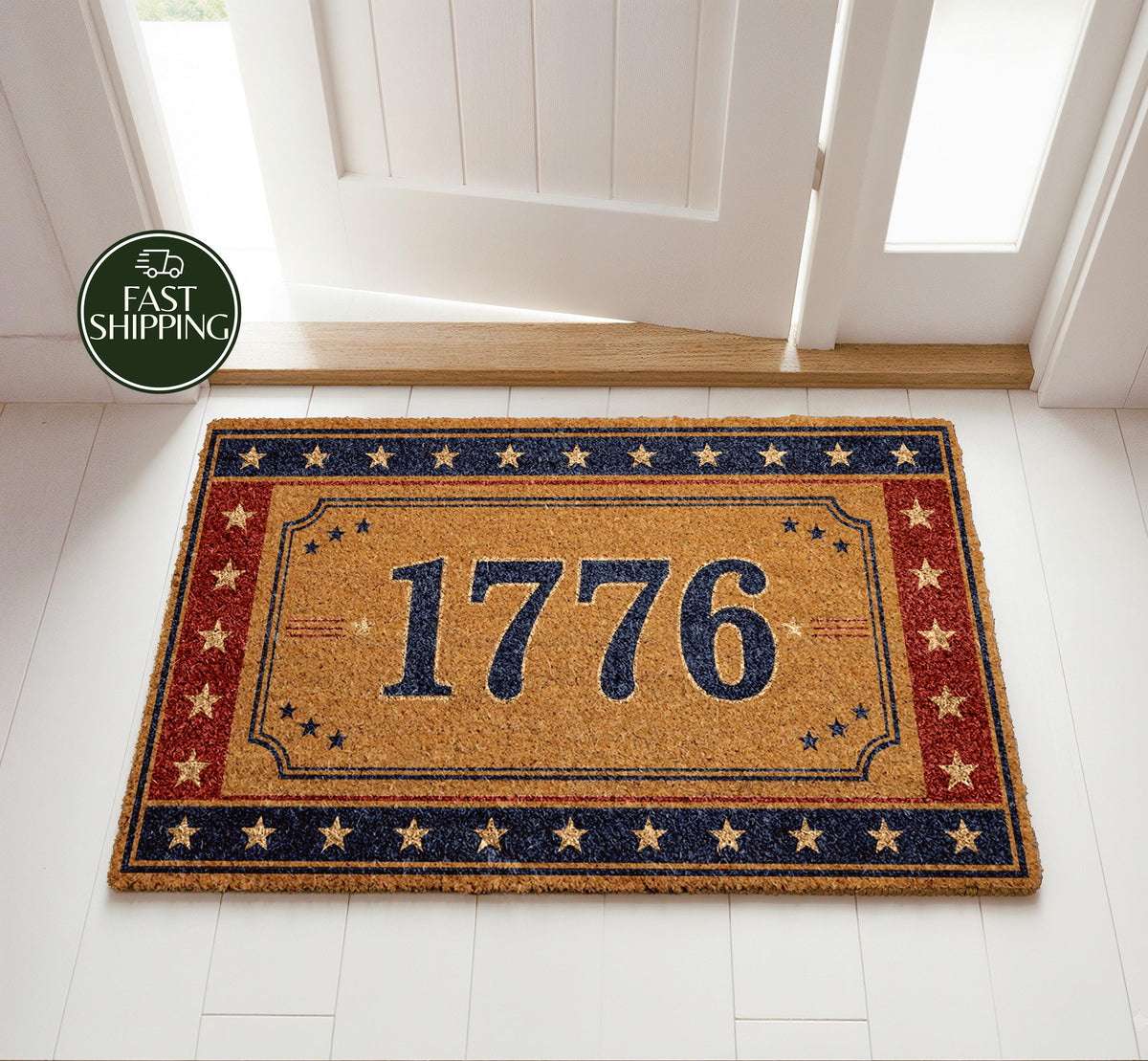 Independence Day Anniversary 1776 Doormat, Stars and Stripes American Revolution Doormat