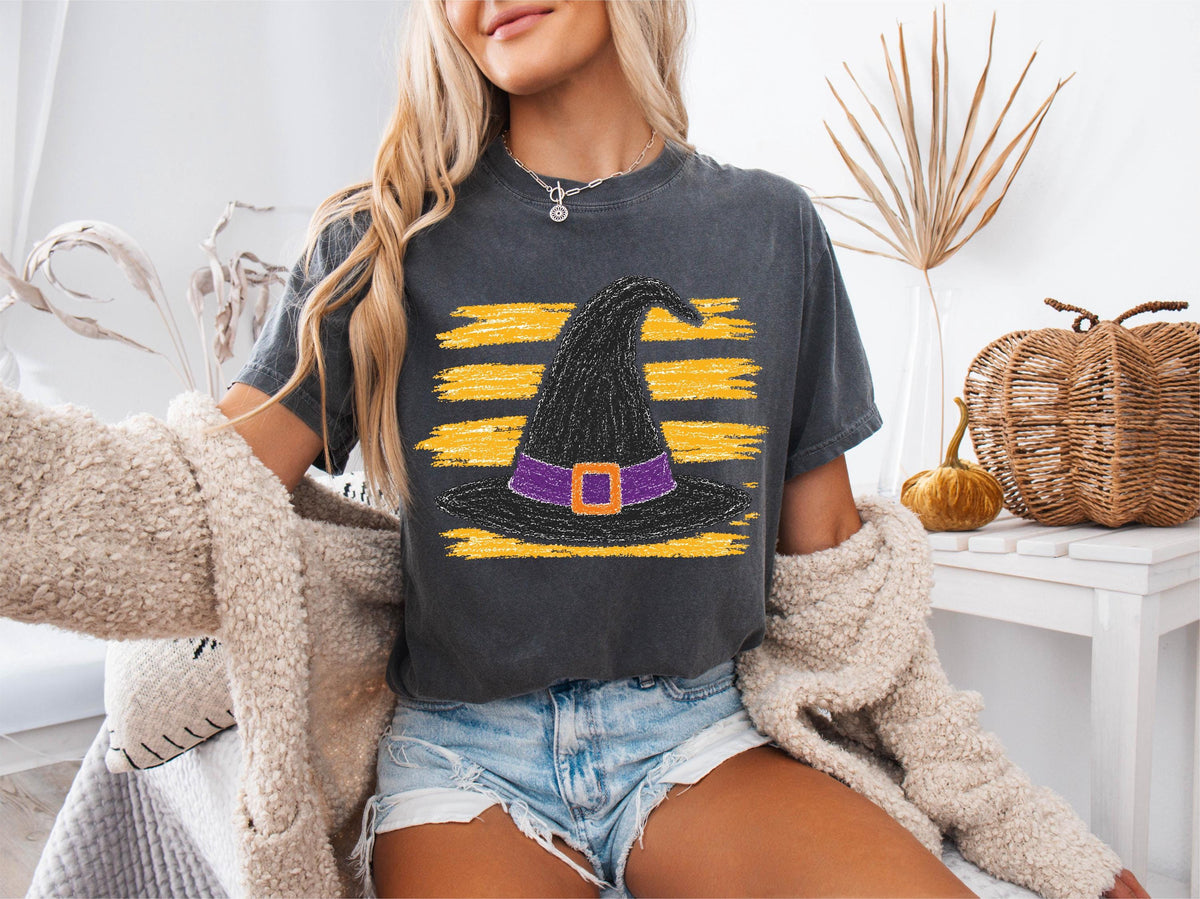 Comfort Colors® Witch Hat Halloween Shirt, Spooky Girls Tees, Fall Witchy Sweatshirt