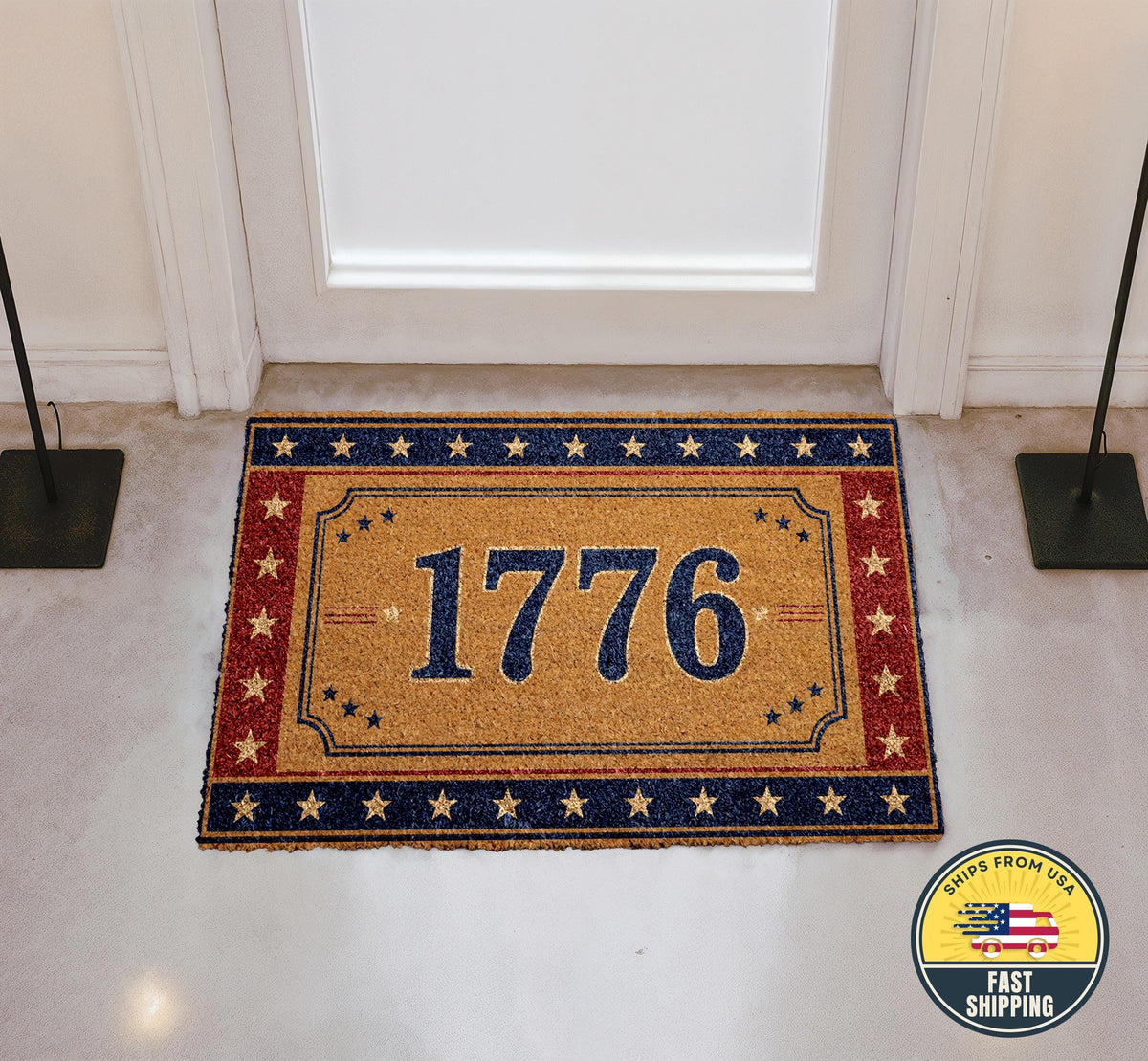 1776 Welcome Mat, Patriotic Front Door Decor, American Revolution Doormat