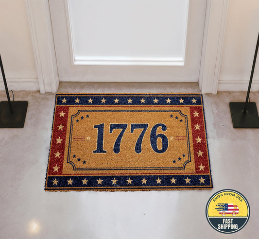 1776 Welcome Mat, Patriotic Front Door Decor, American Revolution Doormat