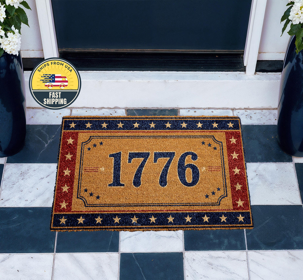 1776 Welcome Mat, Patriotic Front Door Decor, American Revolution Doormat