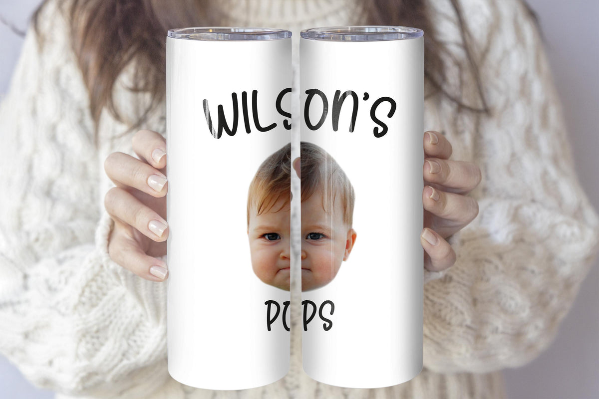 Custom Pops Insulated Tumbler with Child Picture, Personalized Photo Grandpa Coffee Cup