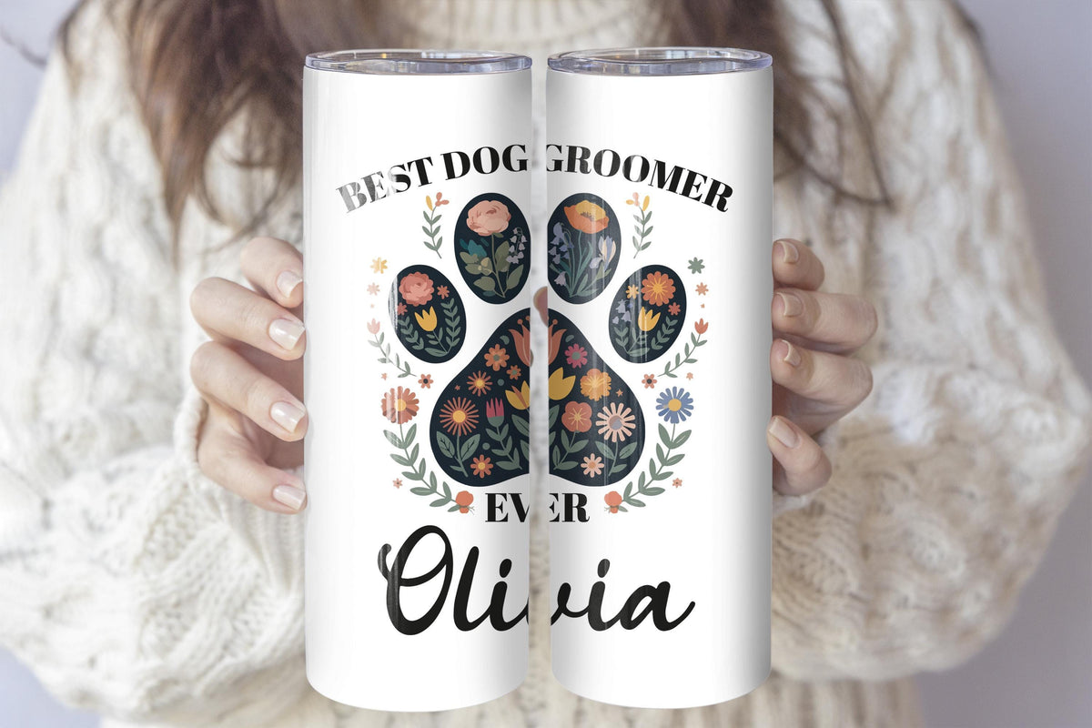 Custom Name Best Dog Groomer Ever Tumbler With Straw