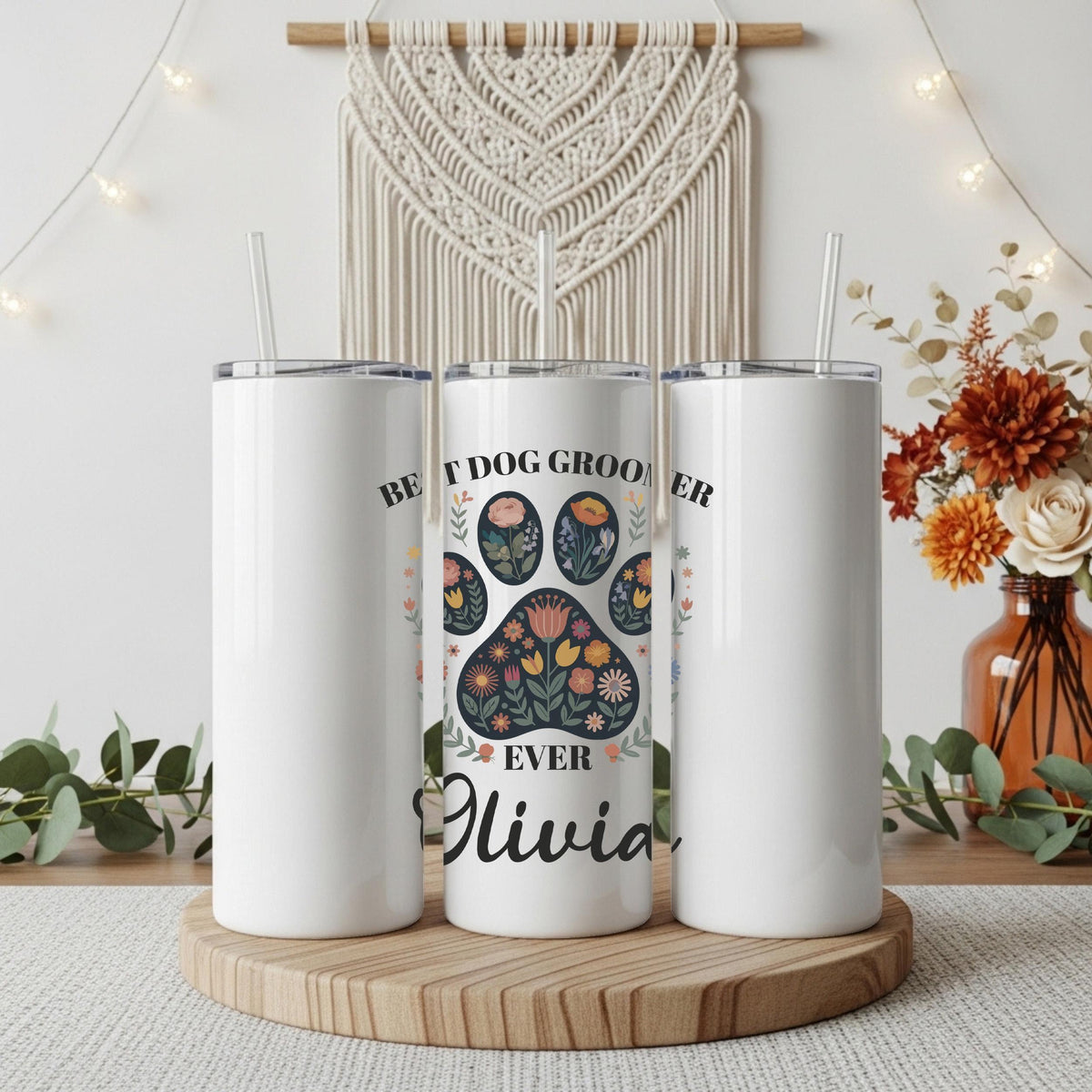 Custom Name Best Dog Groomer Ever Tumbler With Straw