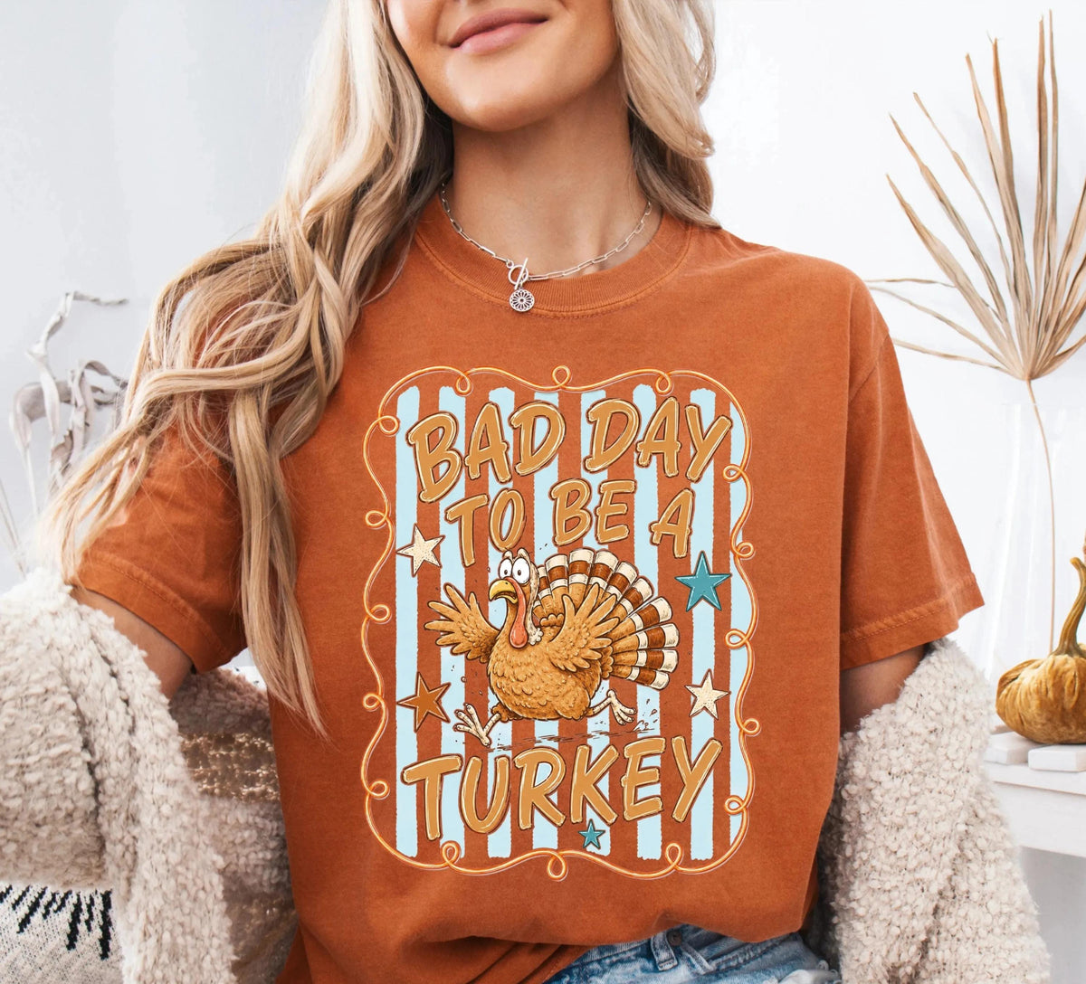 Comfort Colors® Bad Day to Be a Turkey Shirt, Food Sarcastic Humor Tee, Funny Thanksgiving Gift