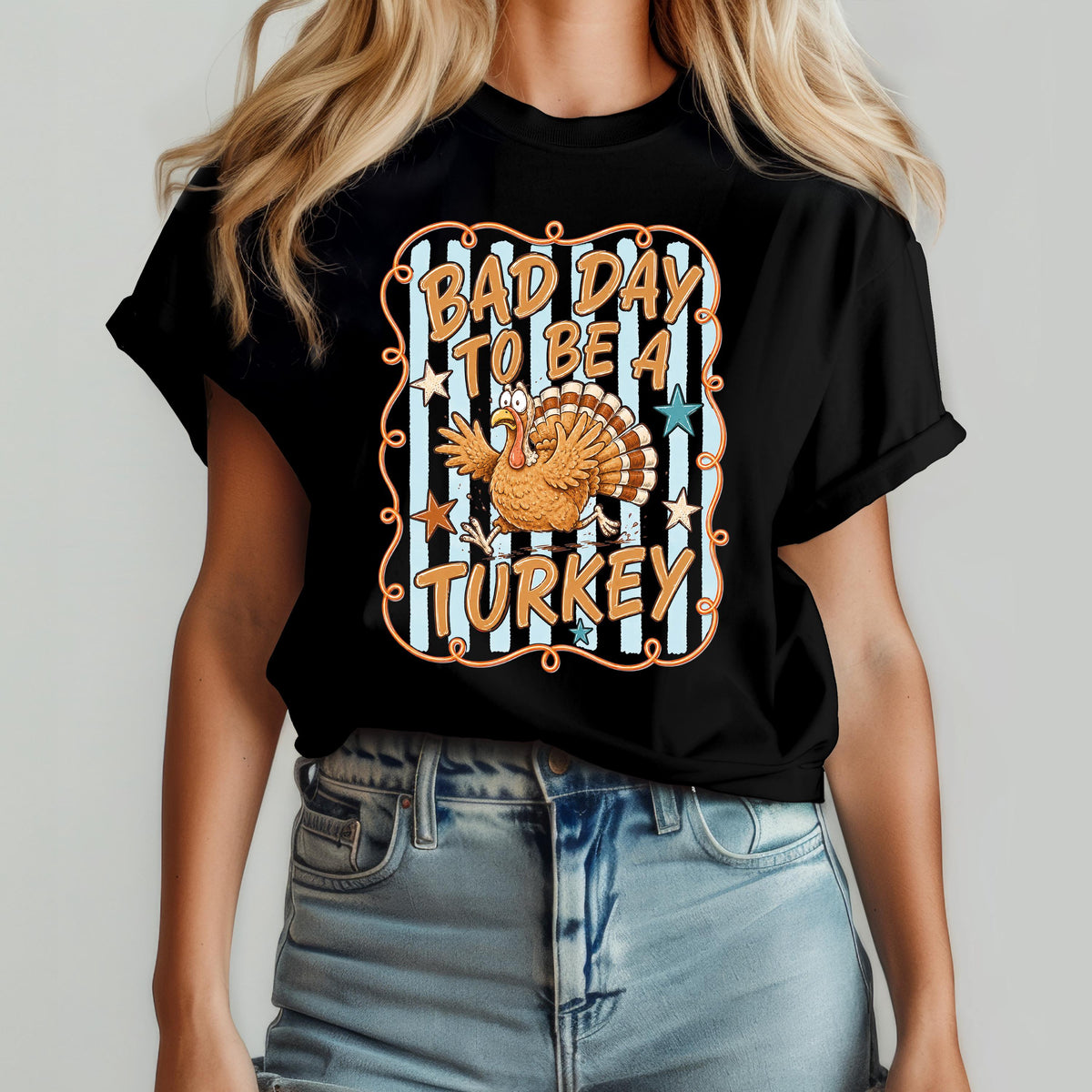 Comfort Colors® Bad Day to Be a Turkey Shirt, Food Sarcastic Humor Tee, Funny Thanksgiving Gift