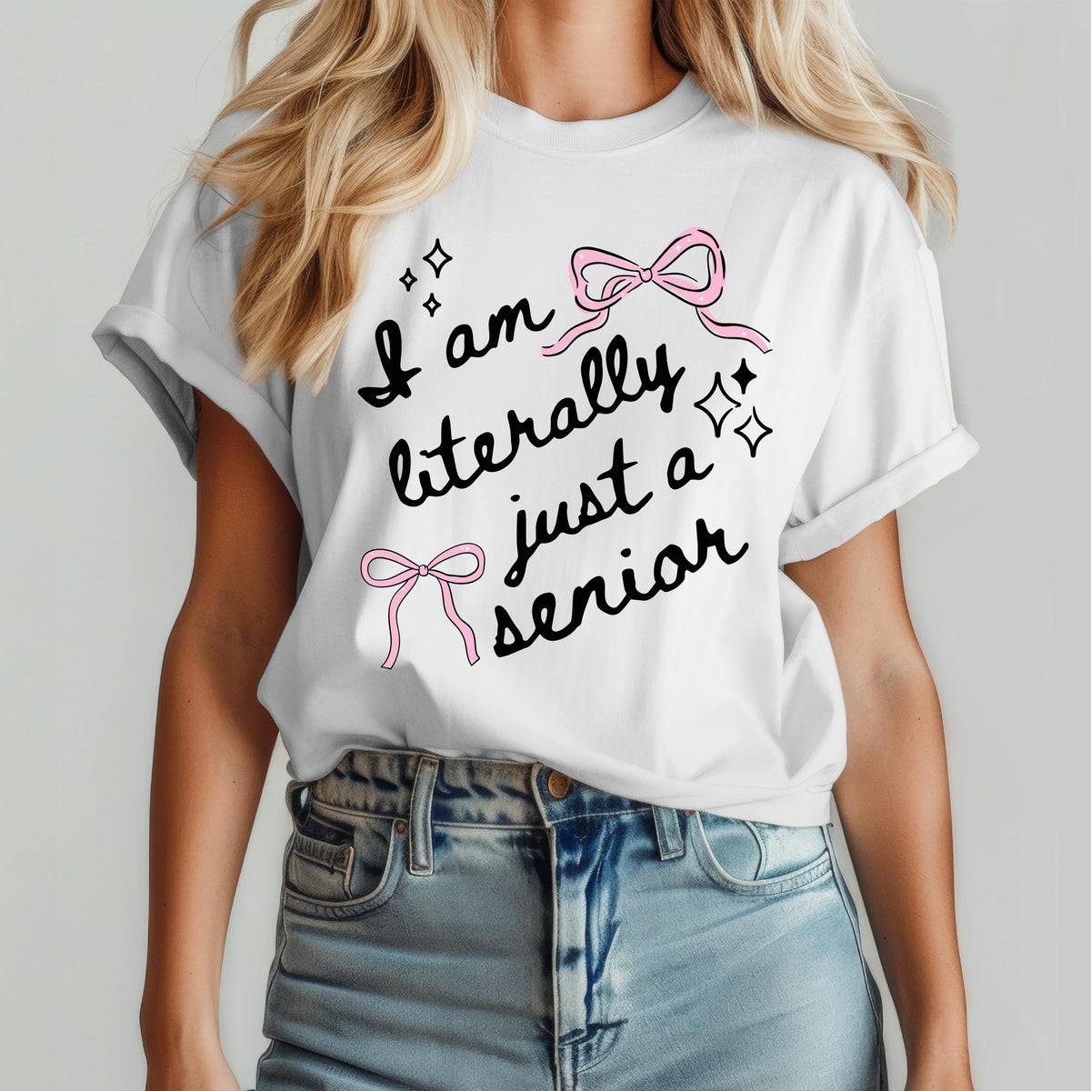 Comfort Colors® I'm Literally Just a Senior Shirt, Senior 2027 T-Shirt, Coquette Bow Graduation Gift