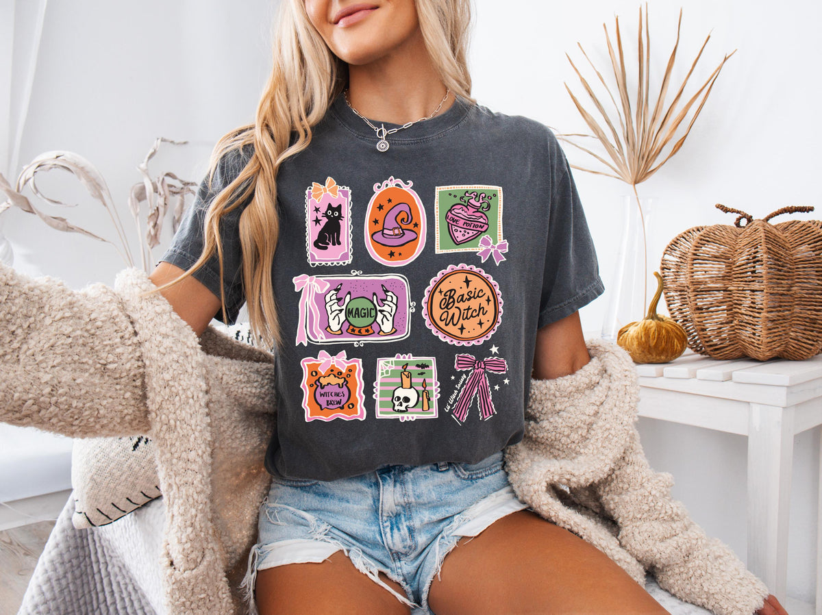 Comfort Colors® Witches Halloween Shirt, Spooky Girls Tees, Fall Season Witchy Vibes T-Shirt