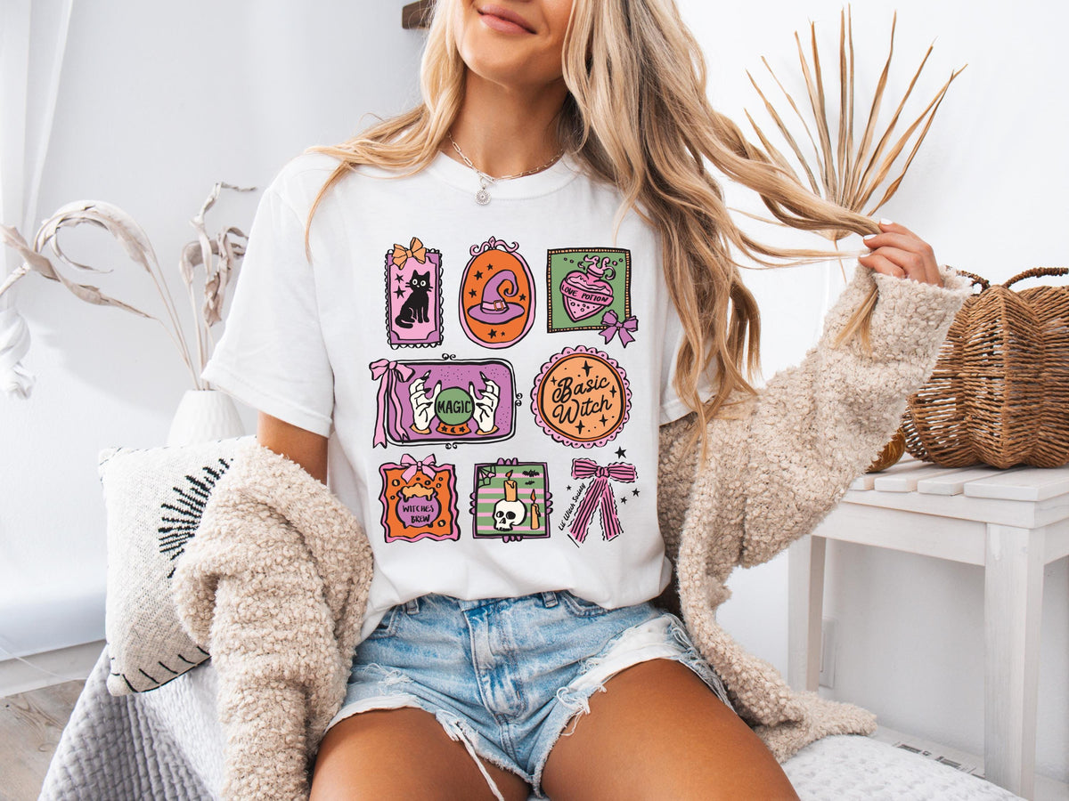 Comfort Colors® Witches Halloween Shirt, Spooky Girls Tees, Fall Season Witchy Vibes T-Shirt