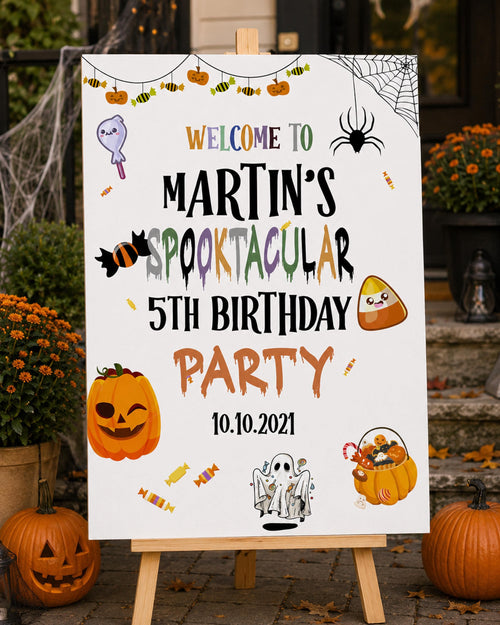Halloween Birthday Party Sign, Kids Spooky Birthday Foam Board