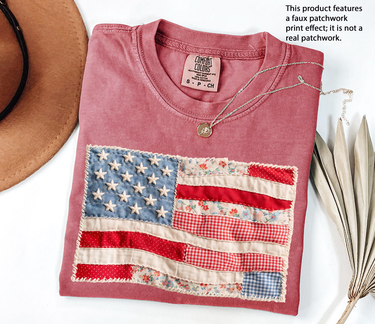 Faux Patchwork American Flag Graphic Shirt