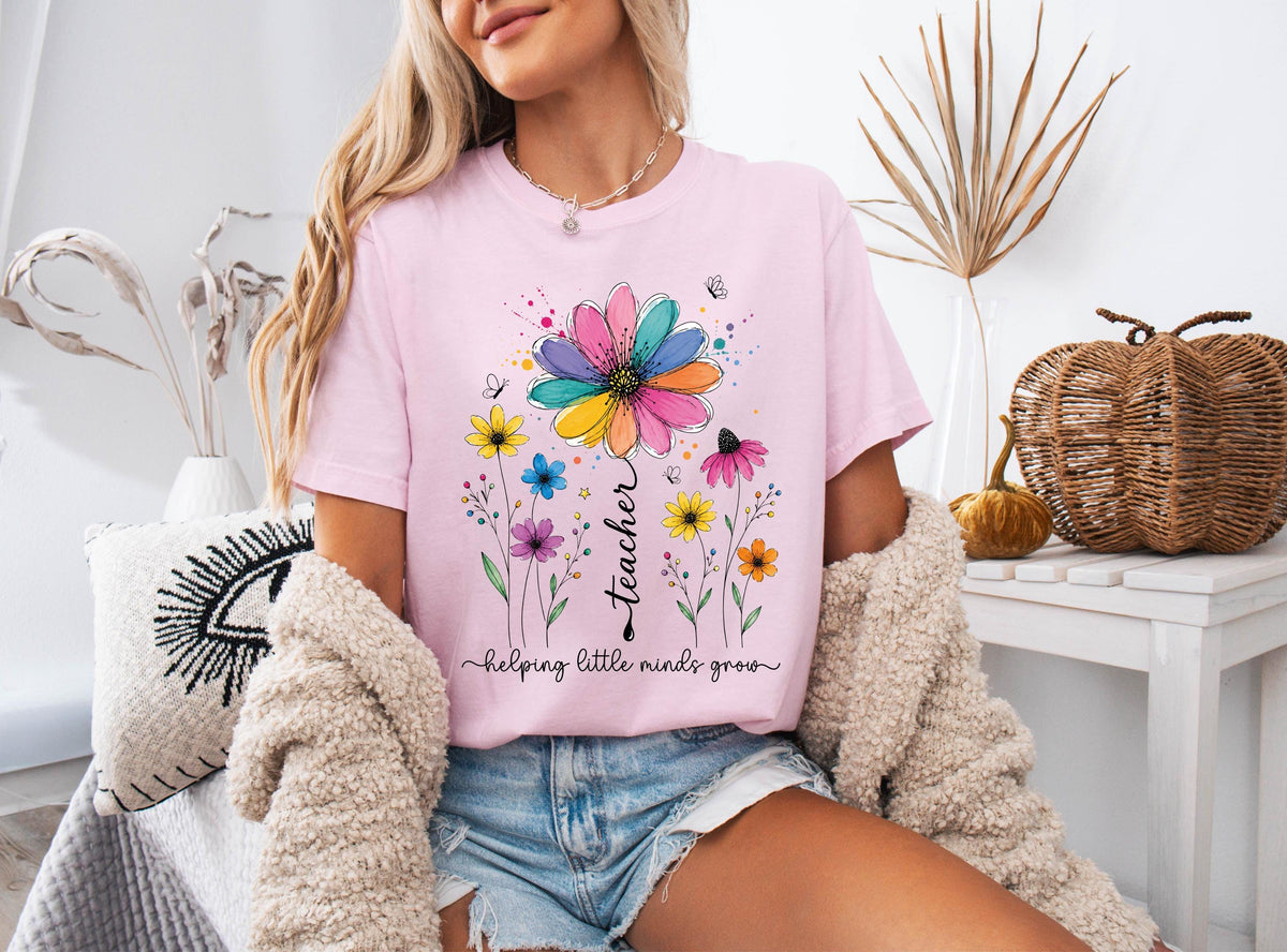 Comfort Colors® Floral Teacher Shirt, Back to School Tee, First Day of School Gift, New Teacher T-shirts