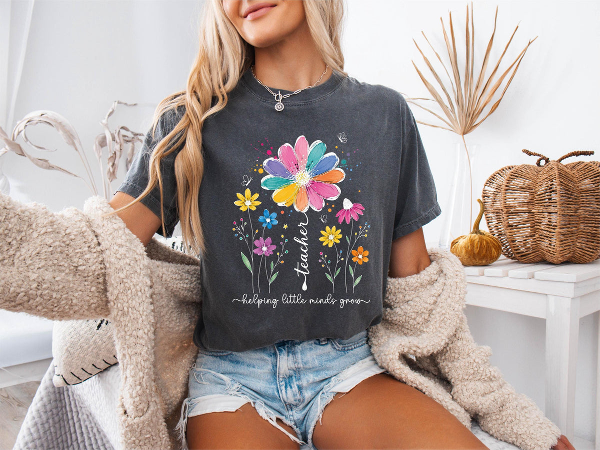 Comfort Colors® Floral Teacher Shirt, Back to School Tee, First Day of School Gift, New Teacher T-shirts